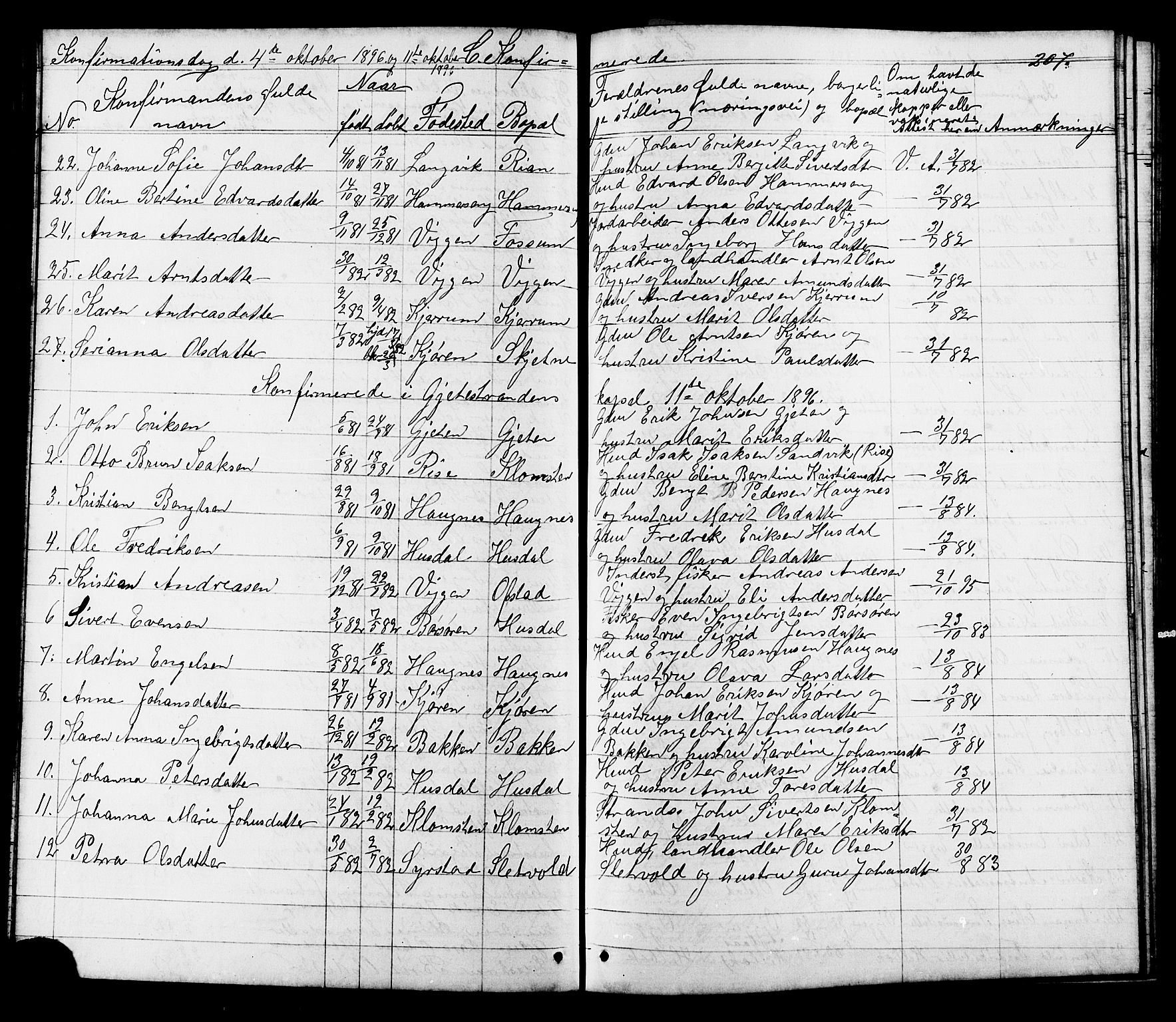 Ministerialprotokoller, klokkerbøker og fødselsregistre - Sør-Trøndelag, SAT/A-1456/665/L0777: Parish register (copy) no. 665C02, 1867-1915, p. 207