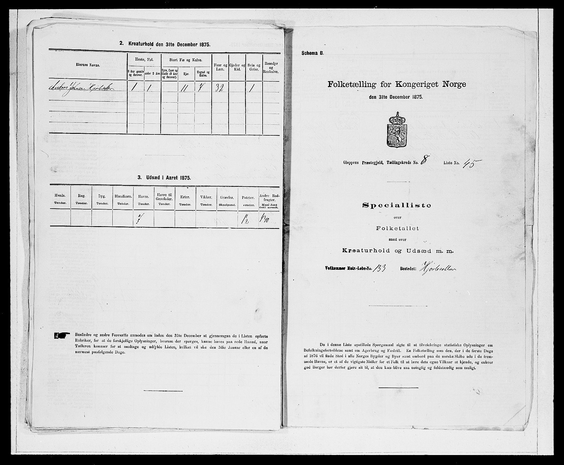 SAB, 1875 Census for 1445P Gloppen, 1875, p. 947