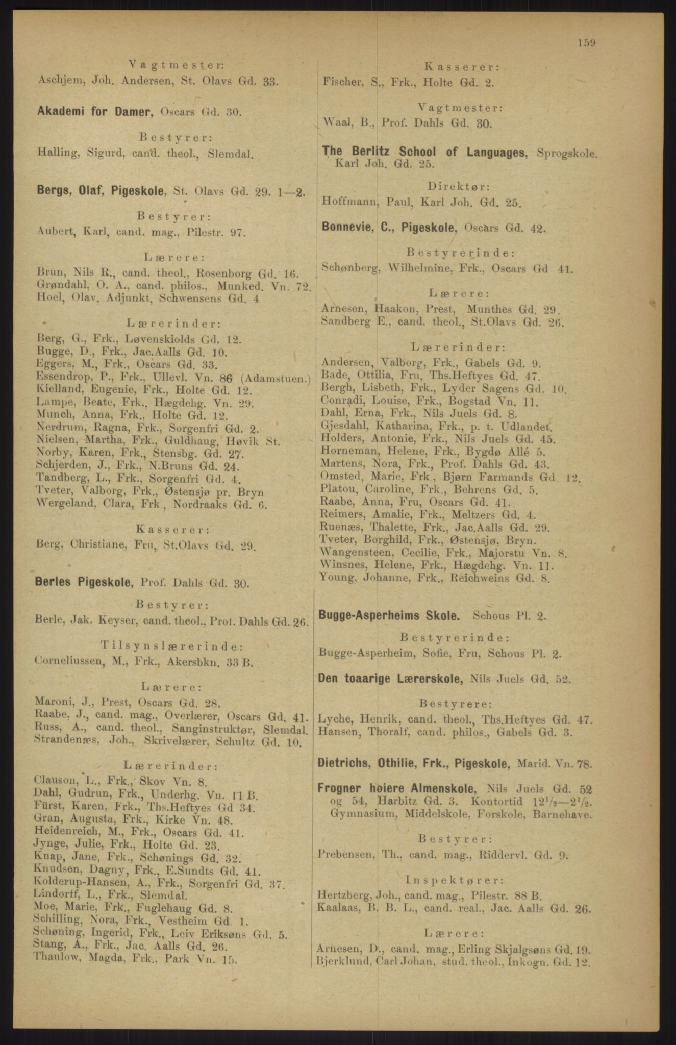 Kristiania/Oslo adressebok, PUBL/-, 1911, p. 159