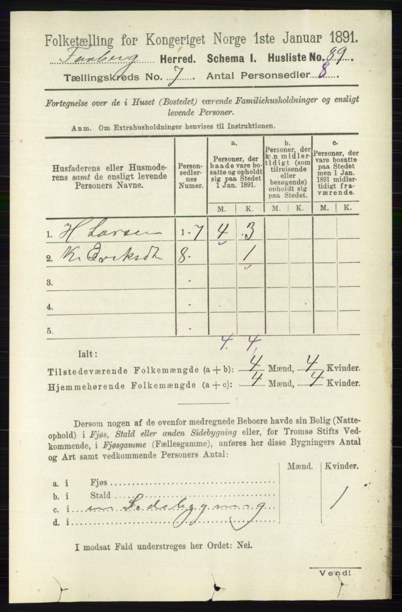 RA, 1891 census for 0524 Fåberg, 1891, p. 2777