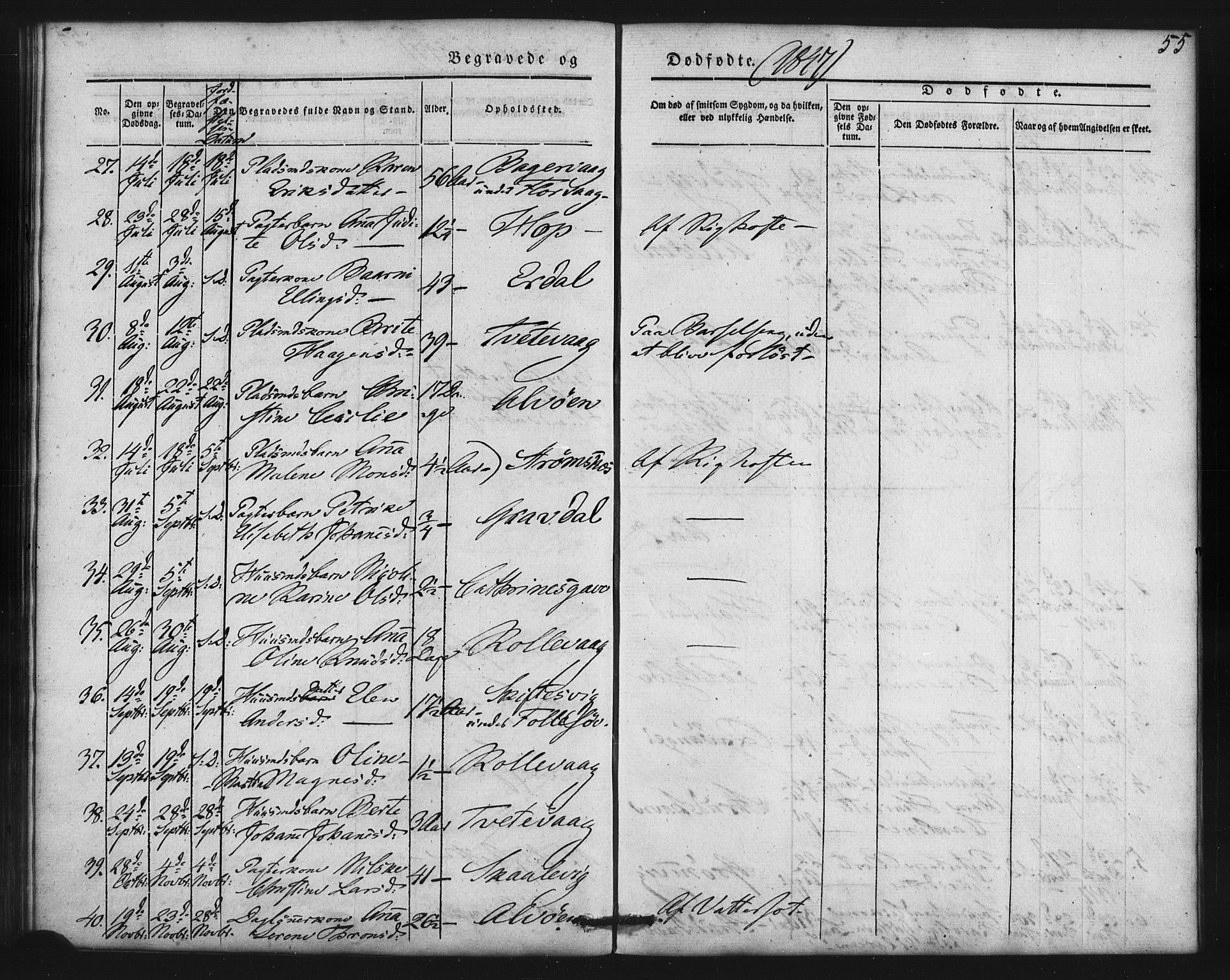 Askøy Sokneprestembete, AV/SAB-A-74101/H/Ha/Haa/Haaa/L0007: Parish register (official) no. A 7, 1842-1852, p. 55