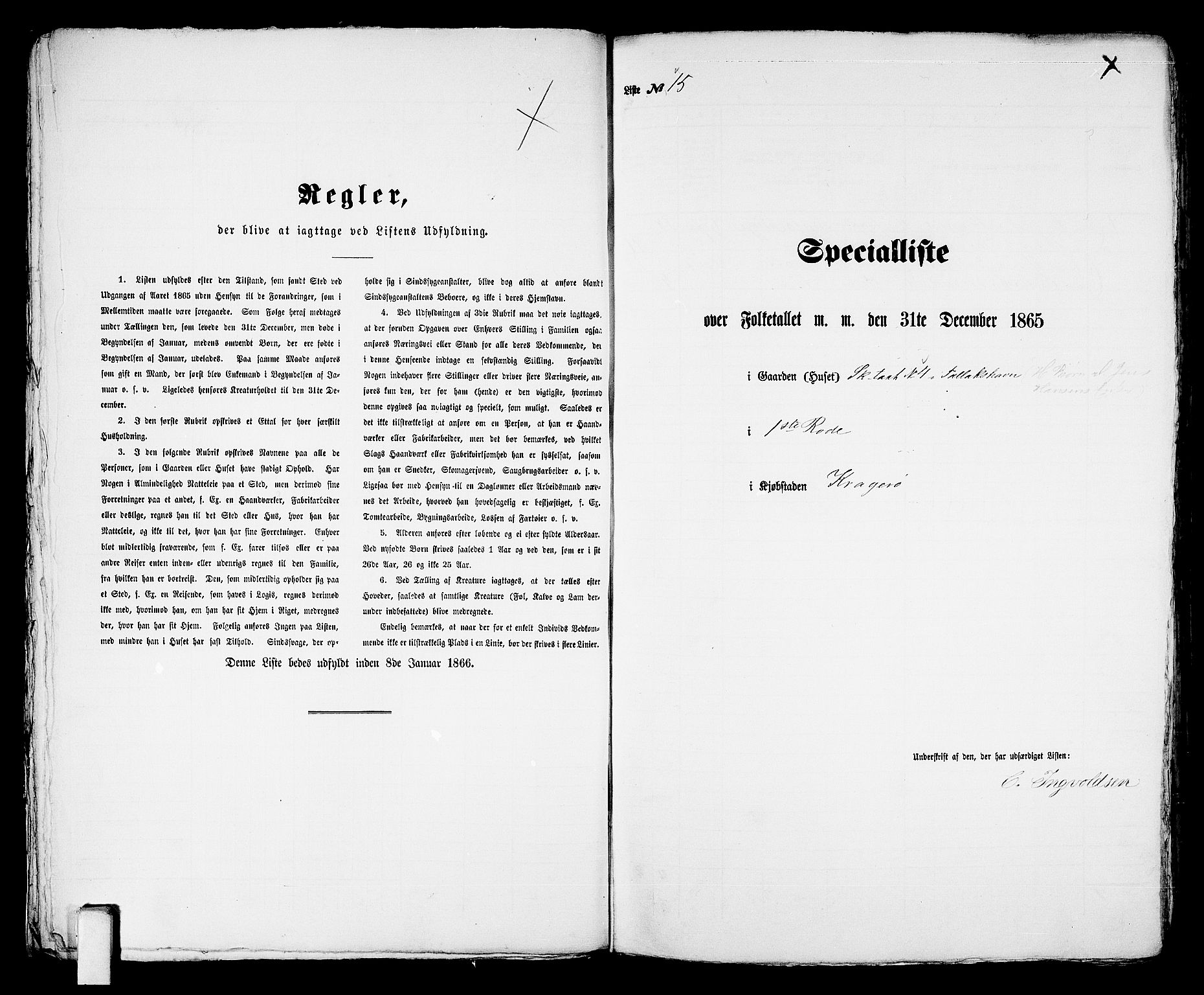 RA, 1865 census for Kragerø/Kragerø, 1865, p. 39