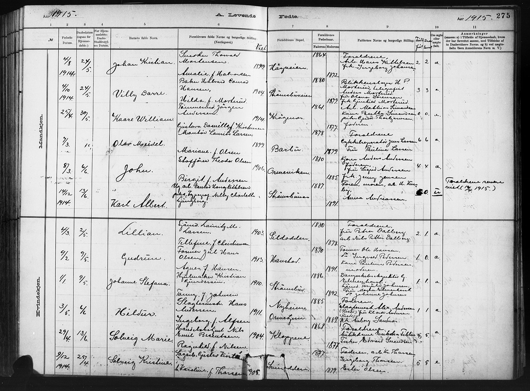 Barbu sokneprestkontor, AV/SAK-1111-0003/F/Fb/L0002: Parish register (copy) no. B 2, 1890-1922, p. 275