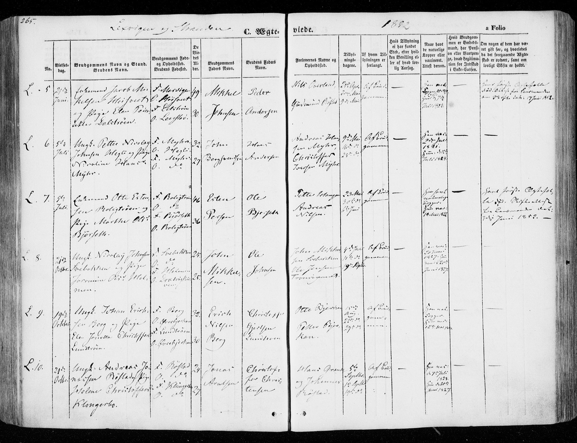 Ministerialprotokoller, klokkerbøker og fødselsregistre - Nord-Trøndelag, SAT/A-1458/701/L0007: Parish register (official) no. 701A07 /1, 1842-1854, p. 265