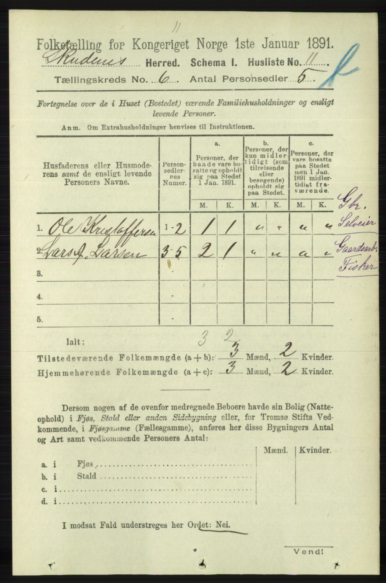 RA, 1891 census for 1150 Skudenes, 1891, p. 5569