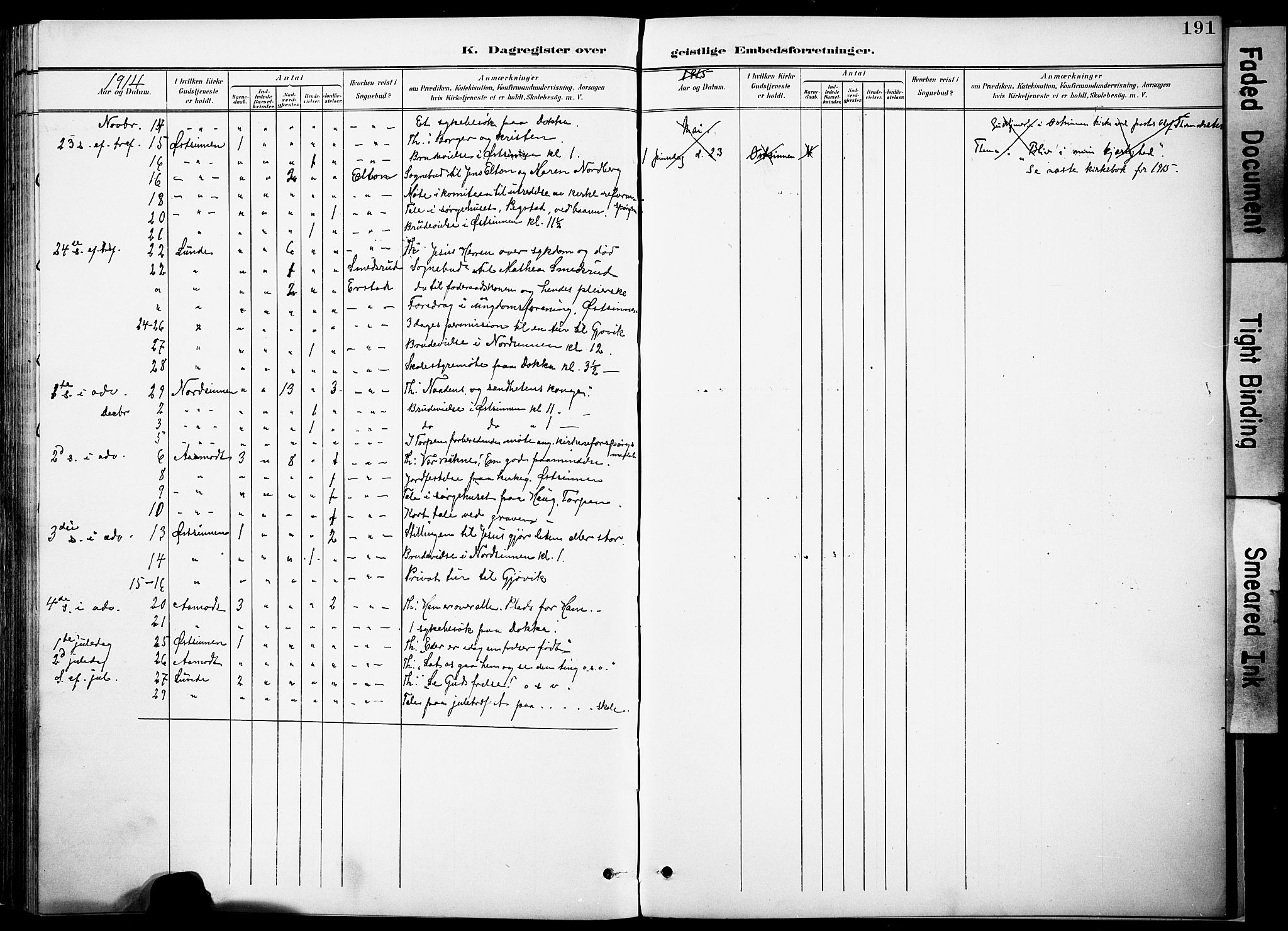 Nordre Land prestekontor, AV/SAH-PREST-124/H/Ha/Haa/L0006: Parish register (official) no. 6, 1897-1914, p. 191