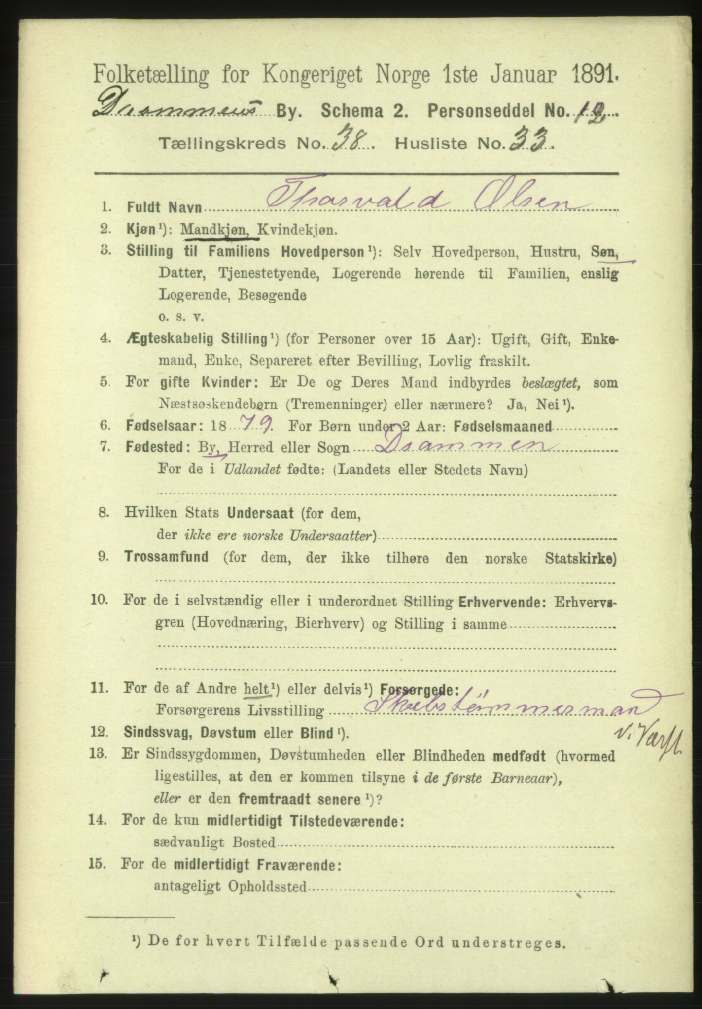 RA, 1891 census for 0602 Drammen, 1891, p. 23295