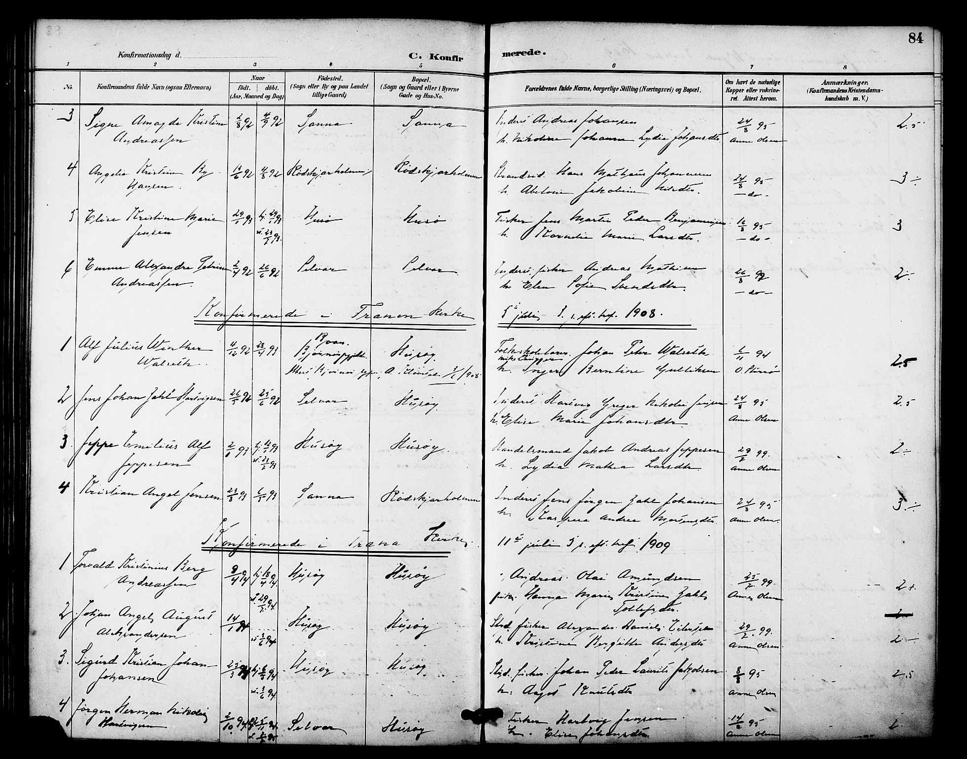 Ministerialprotokoller, klokkerbøker og fødselsregistre - Nordland, SAT/A-1459/840/L0580: Parish register (official) no. 840A02, 1887-1909, p. 84