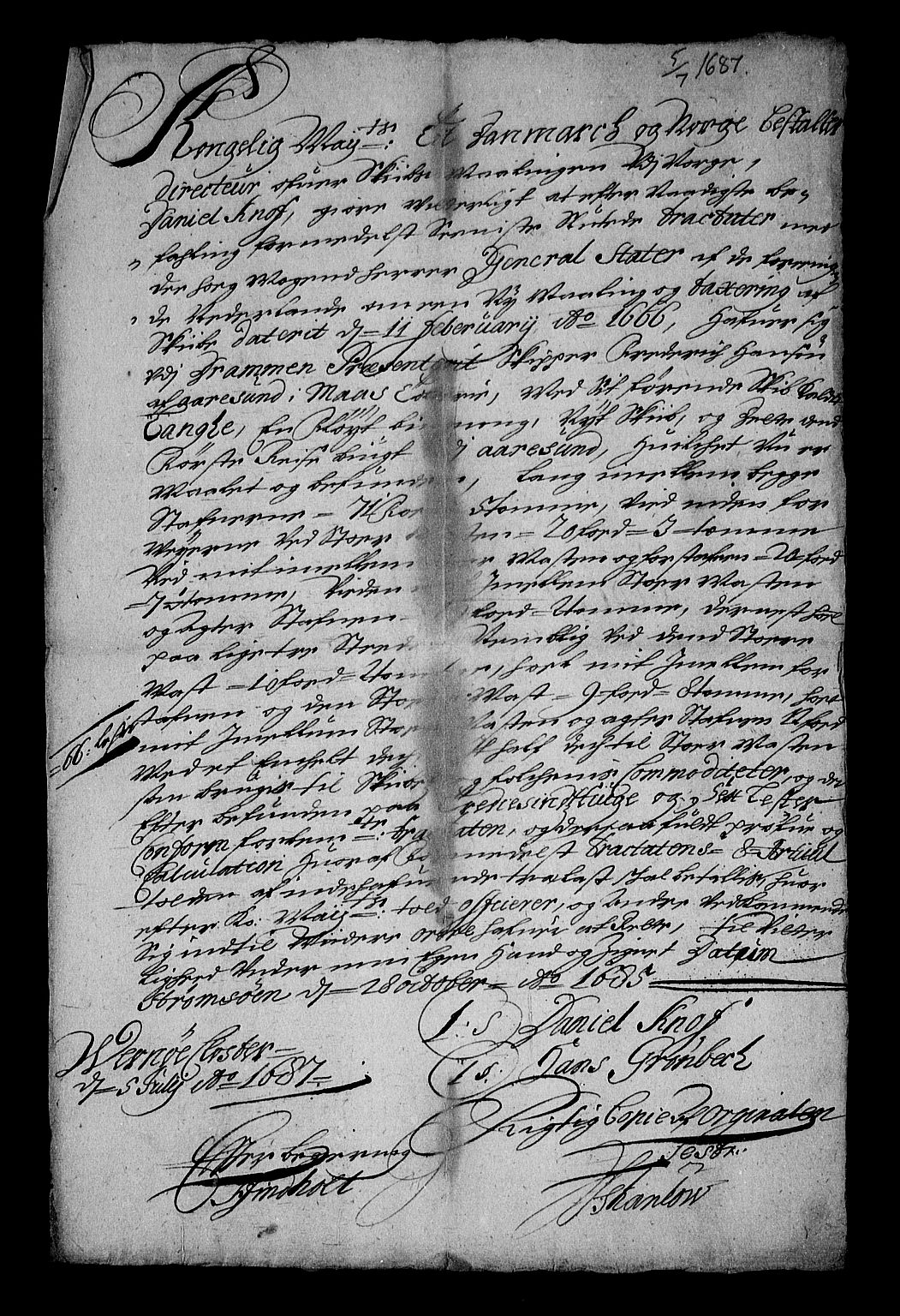 Stattholderembetet 1572-1771, RA/EA-2870/Af/L0001: Avskrifter av vedlegg til originale supplikker, nummerert i samsvar med supplikkbøkene, 1683-1687, p. 185