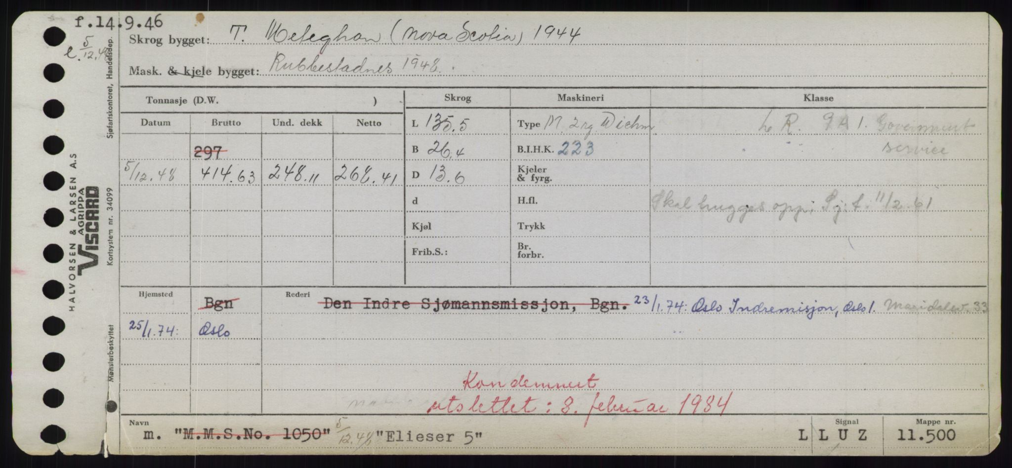 Sjøfartsdirektoratet med forløpere, Skipsmålingen, RA/S-1627/H/Hd/L0009: Fartøy, E, p. 293