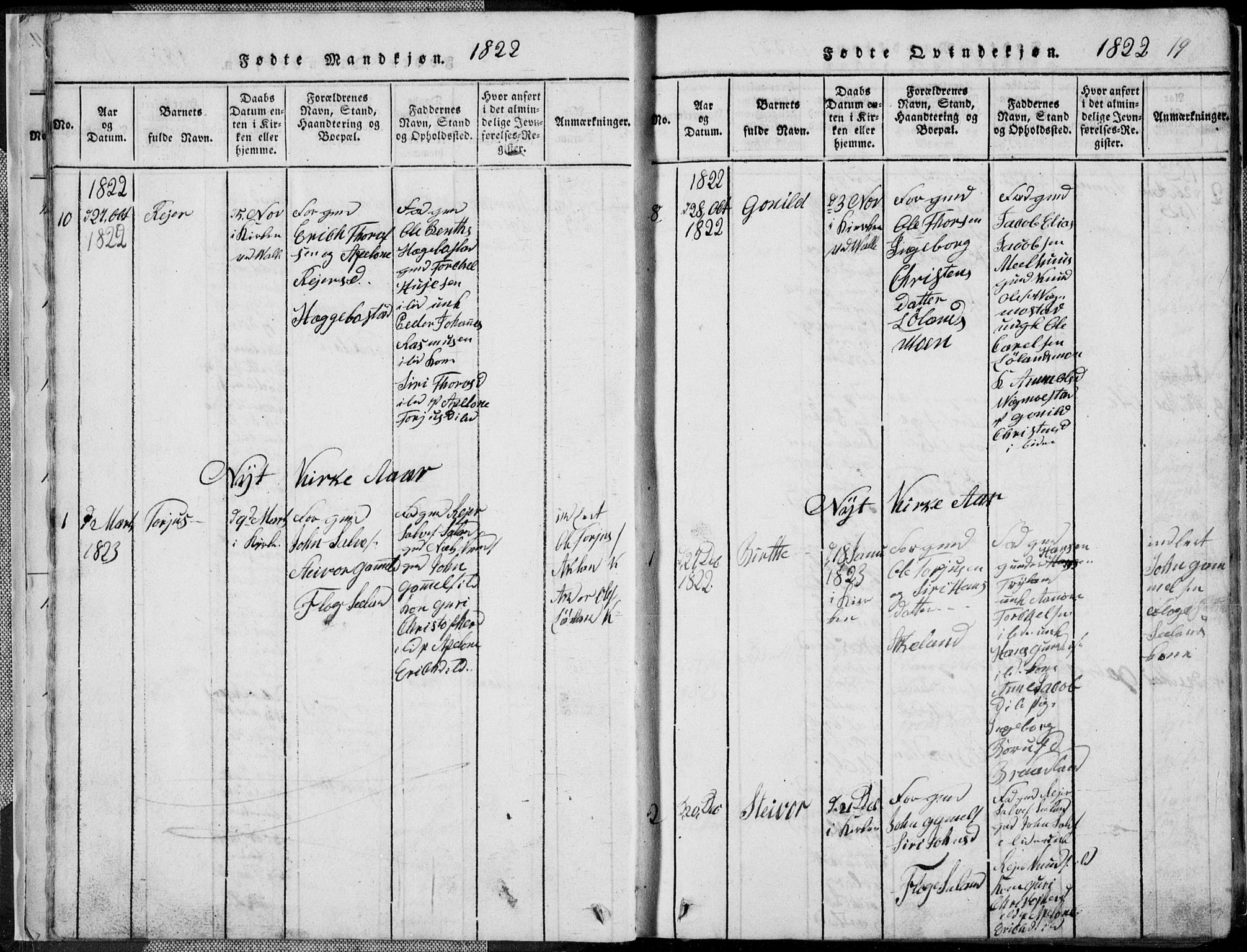 Nord-Audnedal sokneprestkontor, AV/SAK-1111-0032/F/Fb/Fbb/L0001: Parish register (copy) no. B 1, 1816-1858, p. 19