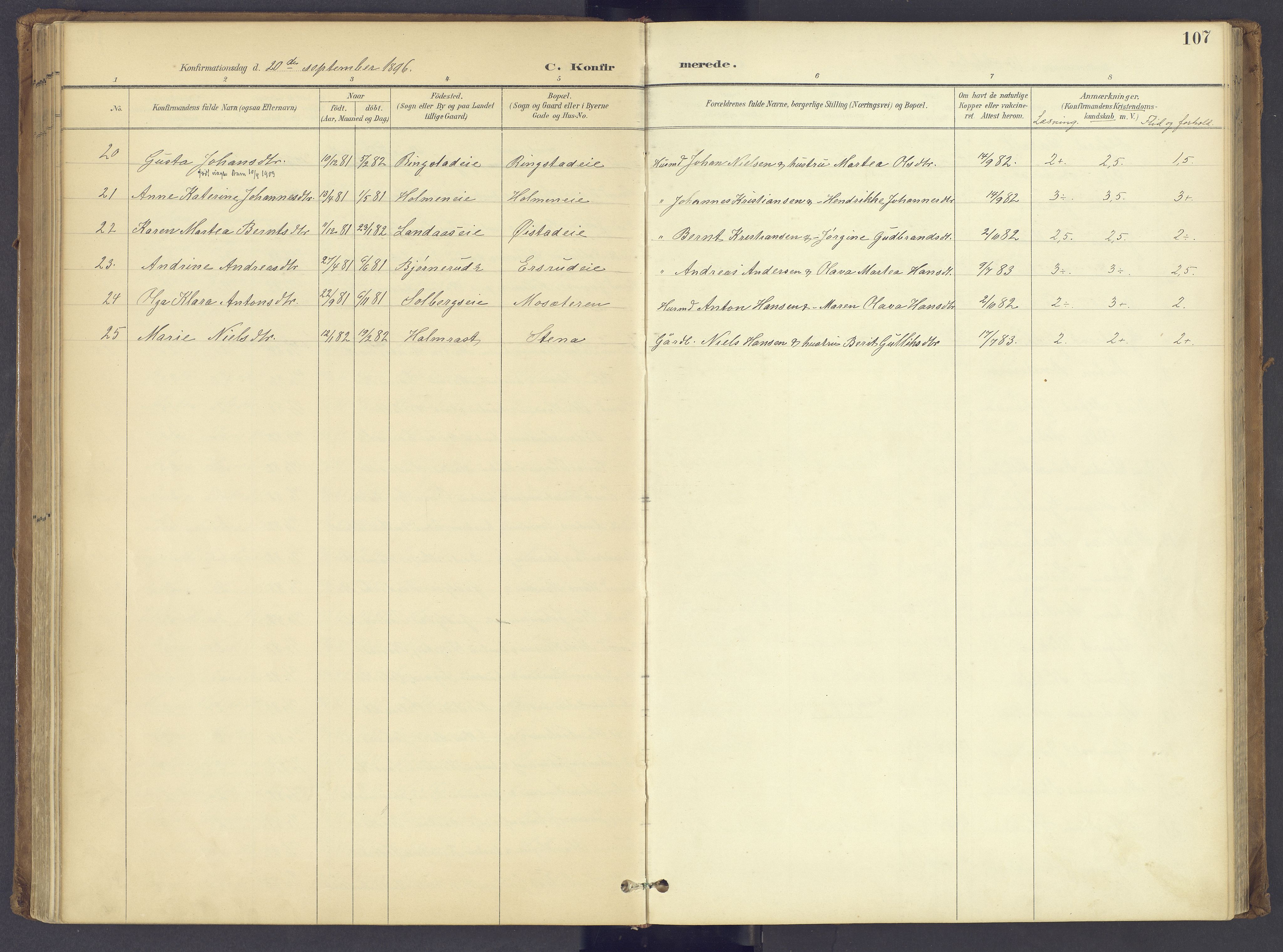 Søndre Land prestekontor, SAH/PREST-122/K/L0006: Parish register (official) no. 6, 1895-1904, p. 107