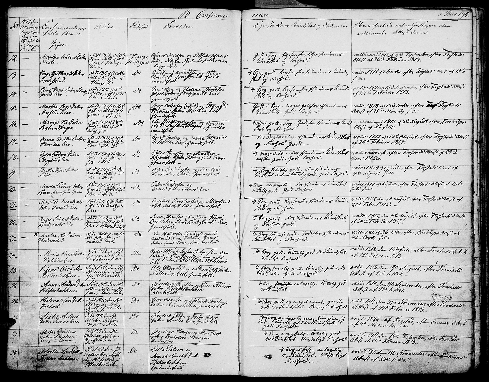 Stange prestekontor, AV/SAH-PREST-002/K/L0009: Parish register (official) no. 9, 1826-1835, p. 194