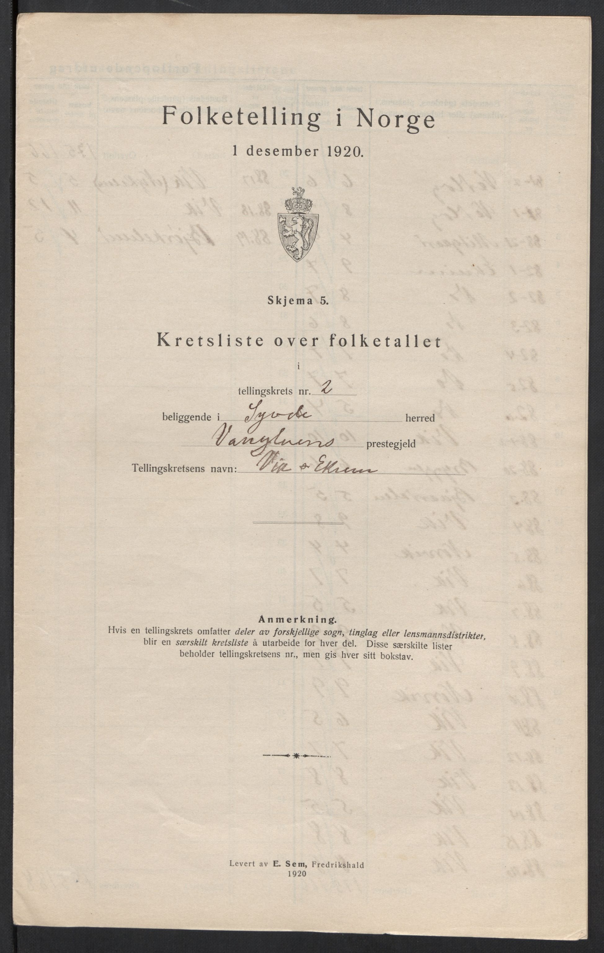 SAT, 1920 census for Syvde, 1920, p. 14