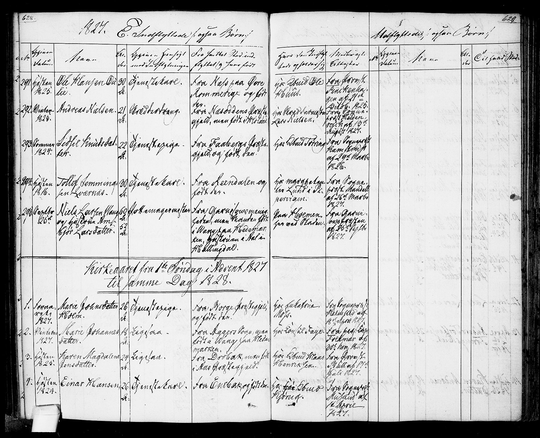 Oslo domkirke Kirkebøker, SAO/A-10752/F/Fa/L0022: Parish register (official) no. 22, 1824-1829, p. 628-629