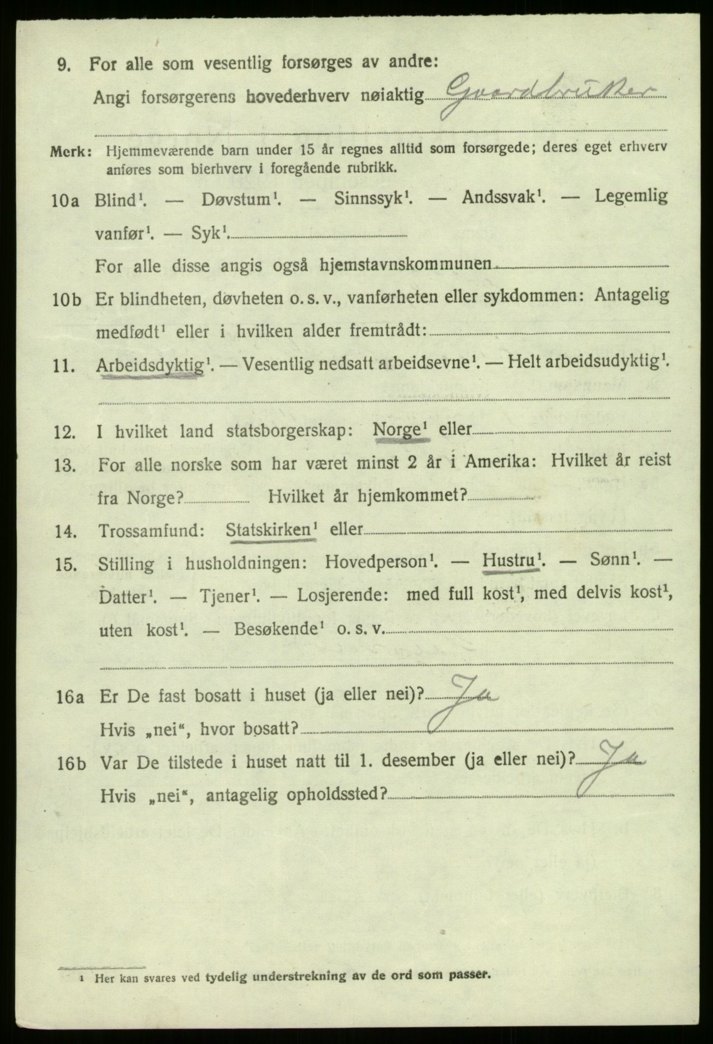 SAB, 1920 census for Gaular, 1920, p. 4961