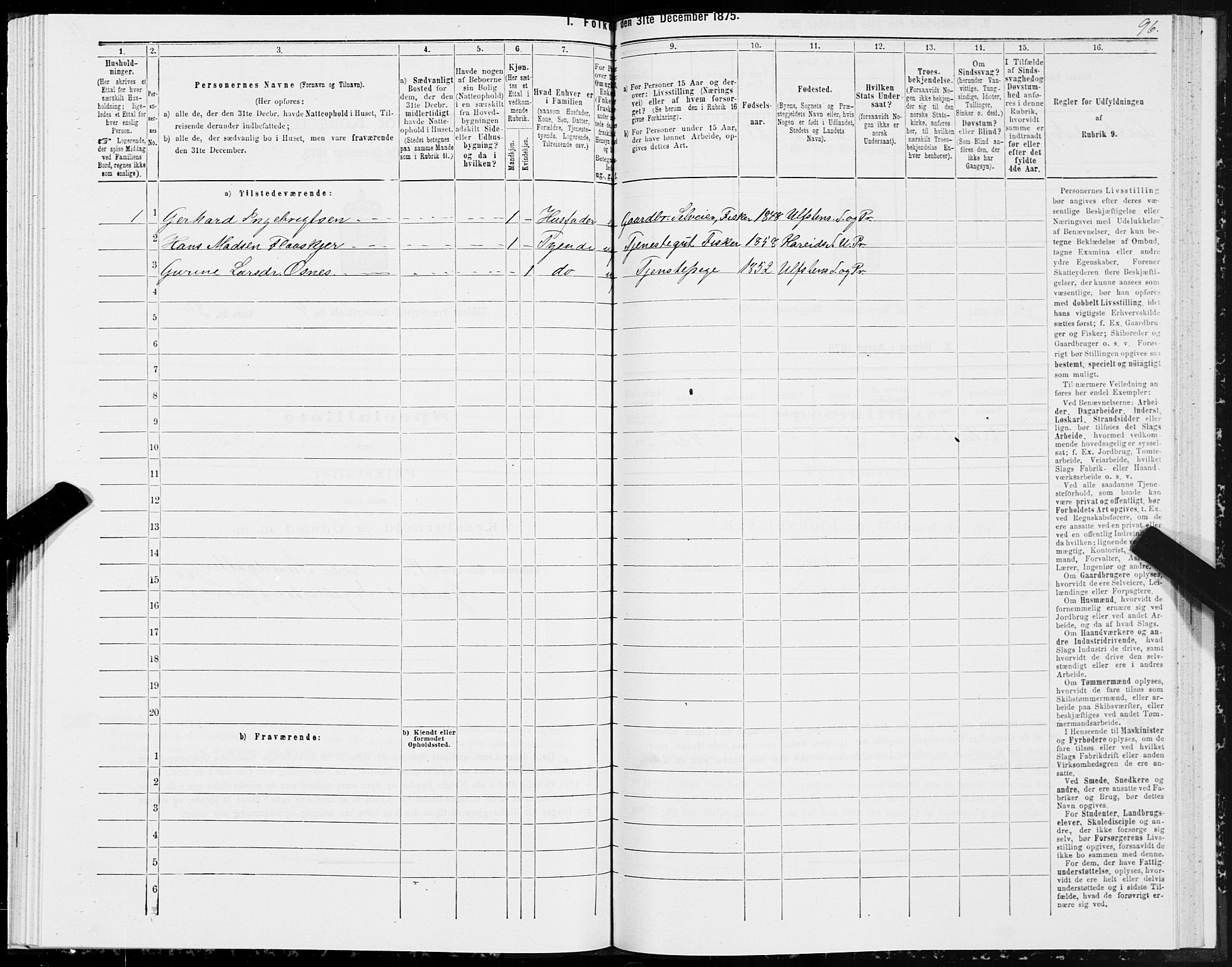 SAT, 1875 census for 1516P Ulstein, 1875, p. 2096