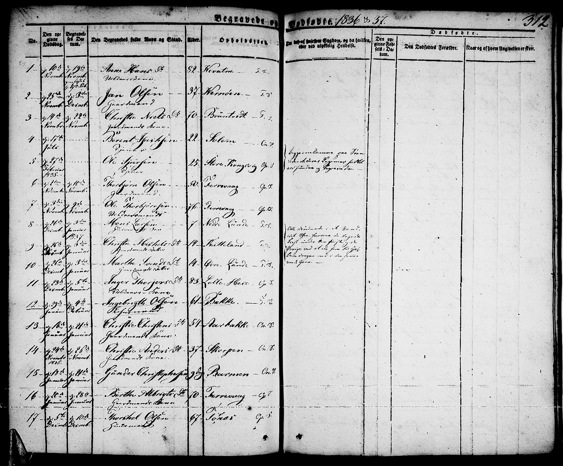 Tysnes sokneprestembete, AV/SAB-A-78601/H/Haa: Parish register (official) no. A 8, 1826-1837, p. 312