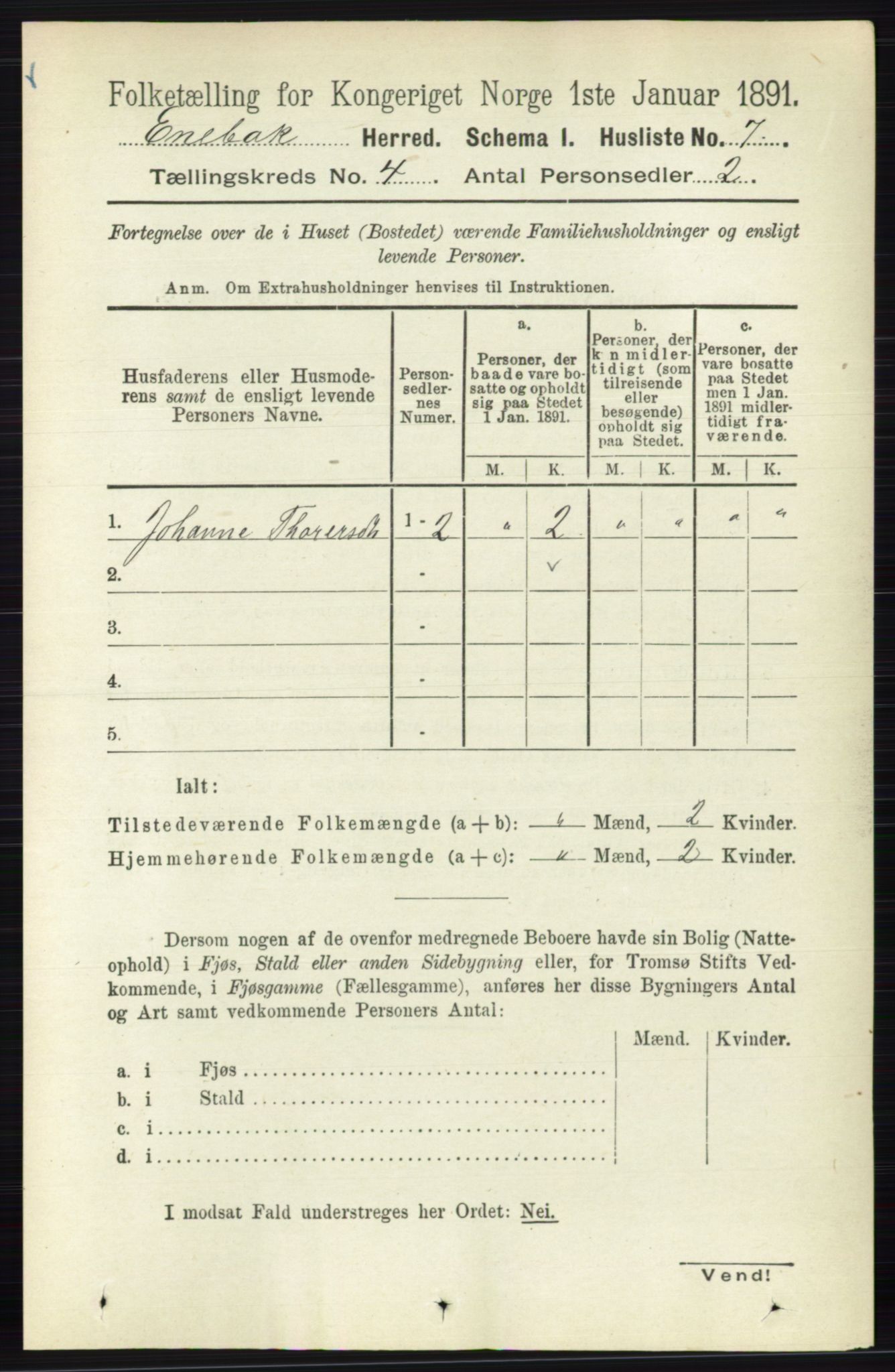 RA, 1891 census for 0229 Enebakk, 1891, p. 1417