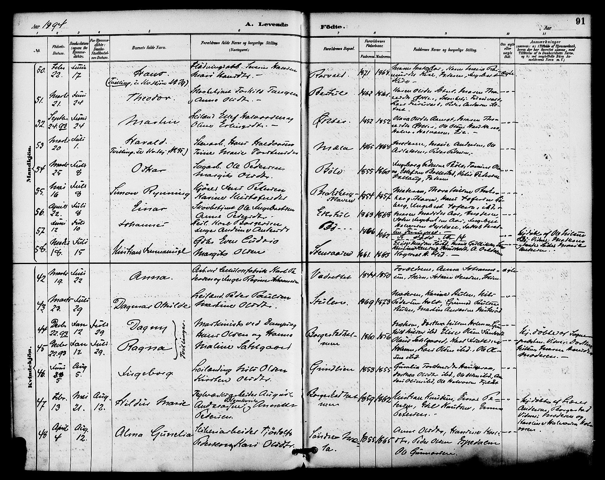 Gjerpen kirkebøker, AV/SAKO-A-265/F/Fa/L0010: Parish register (official) no. I 10, 1886-1895, p. 91