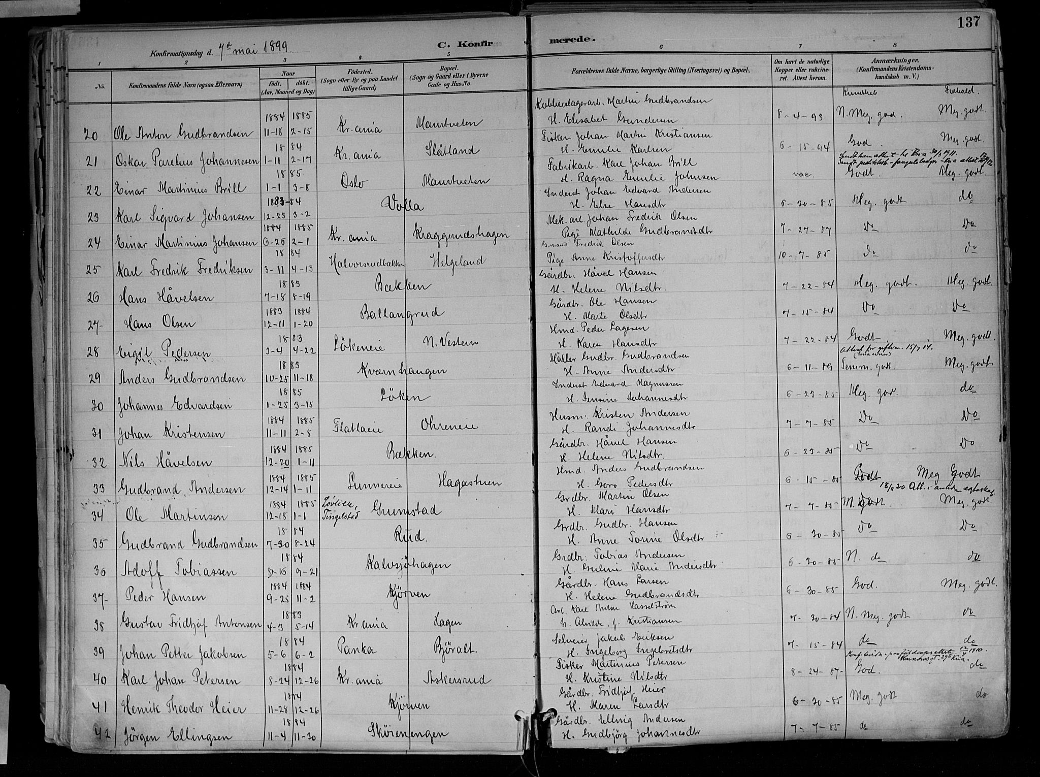 Jevnaker prestekontor, SAH/PREST-116/H/Ha/Haa/L0010: Parish register (official) no. 10, 1891-1906, p. 137