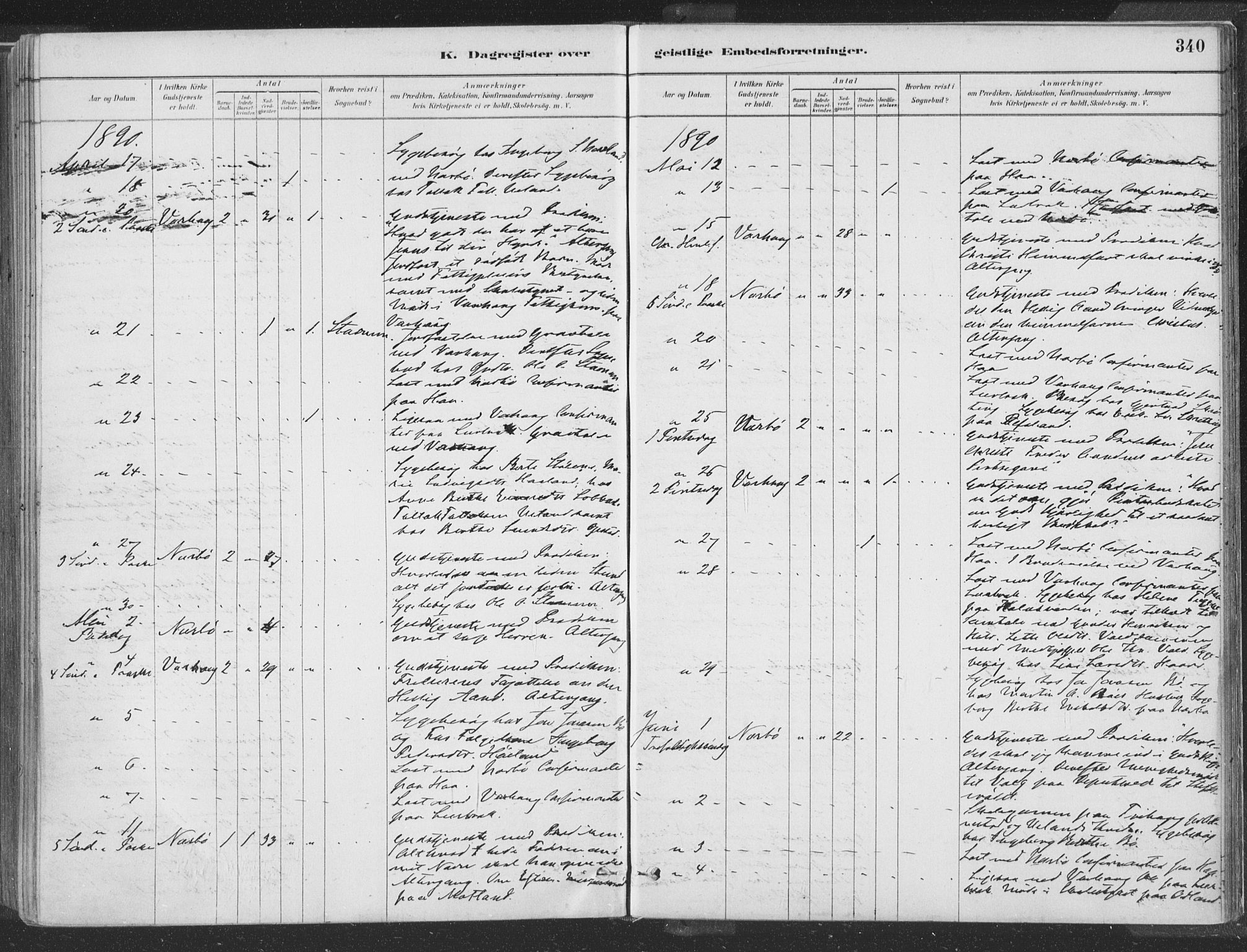 Hå sokneprestkontor, SAST/A-101801/001/30BA/L0010: Parish register (official) no. A 9, 1879-1896, p. 340