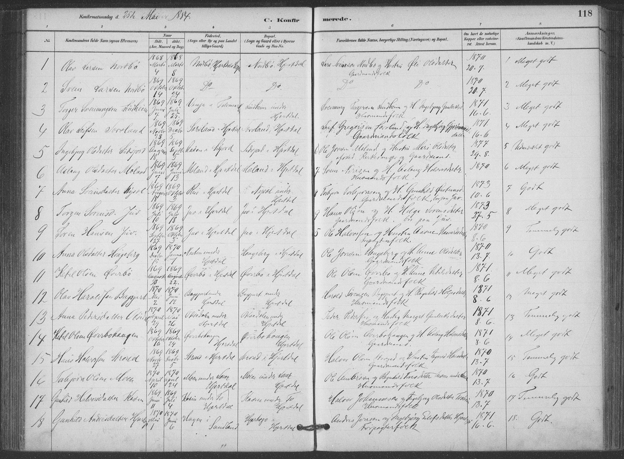 Hjartdal kirkebøker, SAKO/A-270/F/Fa/L0010: Parish register (official) no. I 10, 1880-1929, p. 118