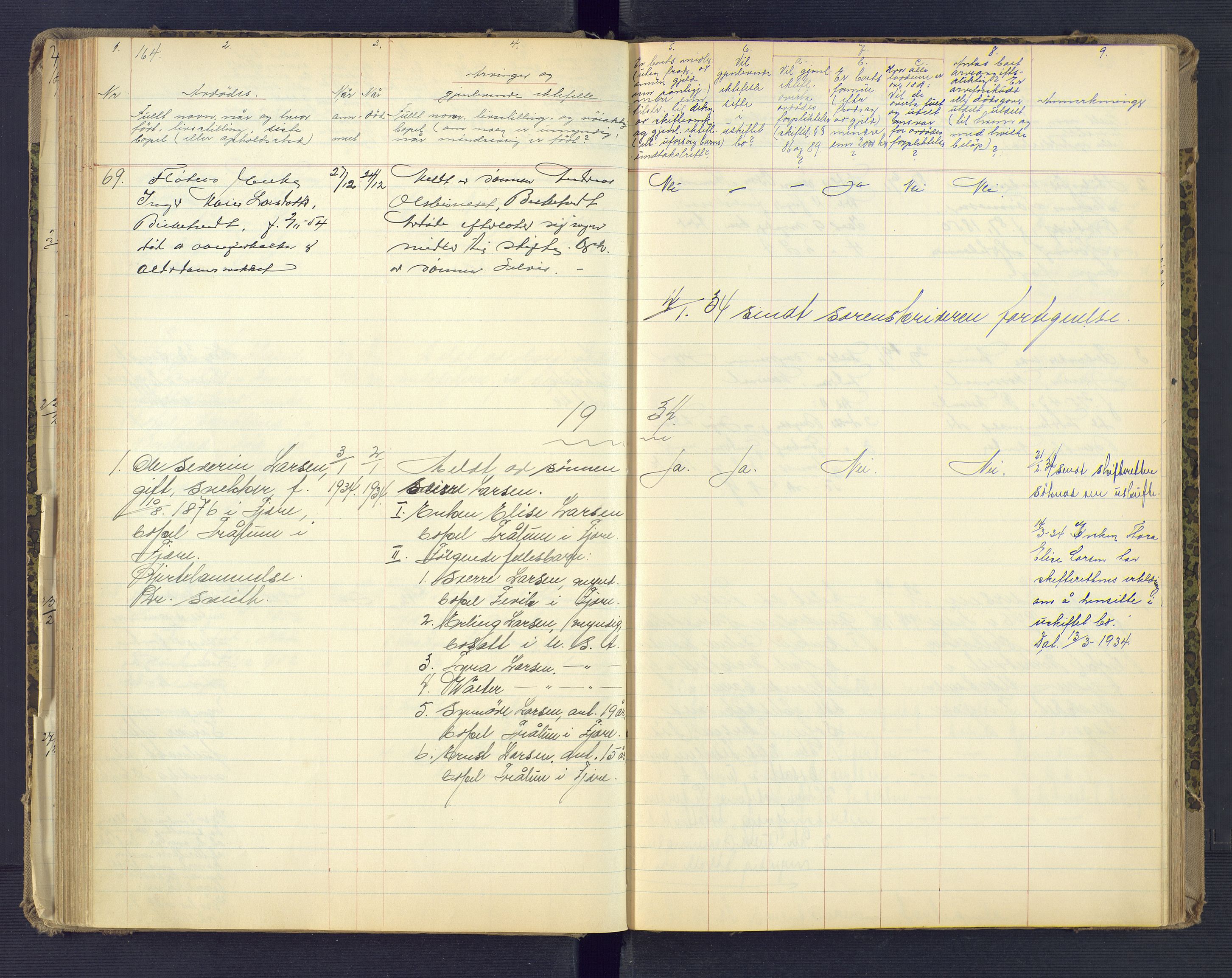 Landvik og Fjære lensmannskontor, SAK/1241-0027/F/Fe/L0003: Anmeldte dødsfall nr 32, 1926-1935, p. 164