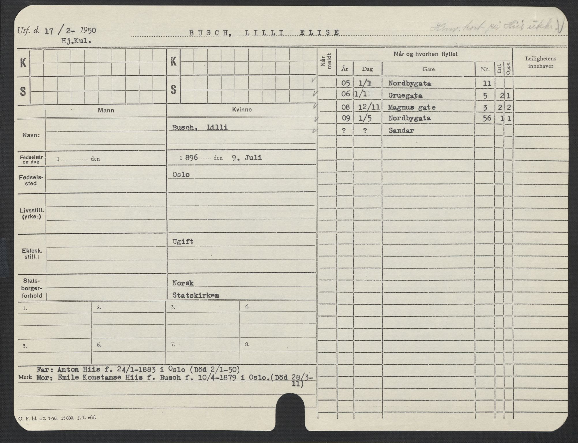 Oslo folkeregister, Registerkort, AV/SAO-A-11715/F/Fa/Fac/L0013: Kvinner, 1906-1914, p. 972a