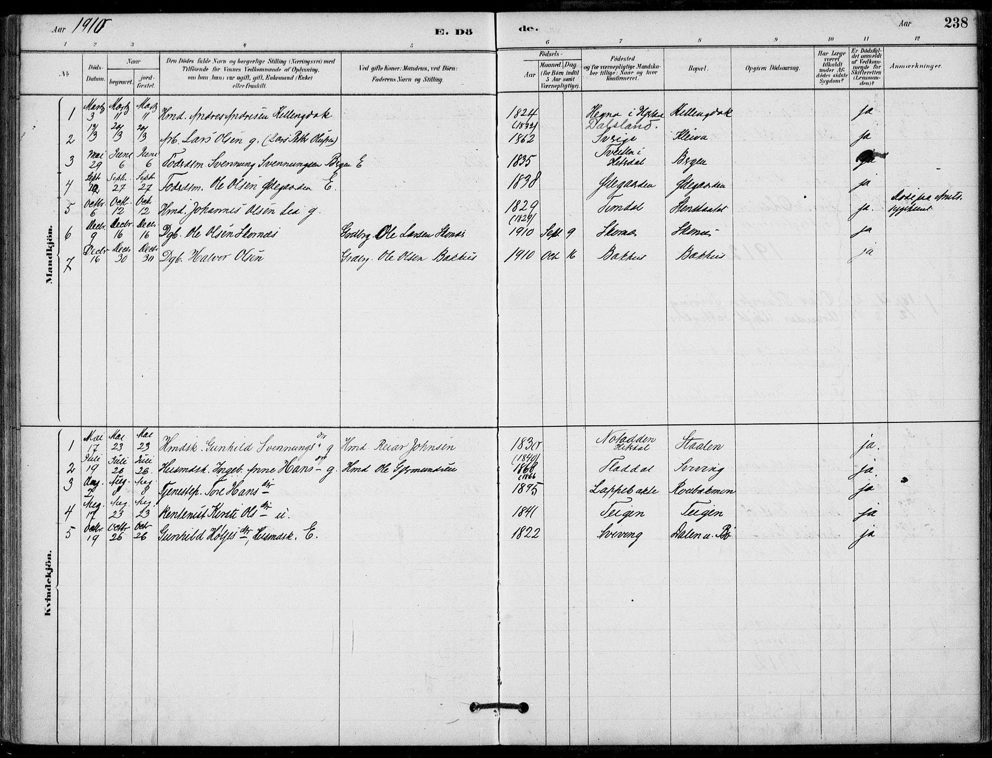 Hjartdal kirkebøker, SAKO/A-270/F/Fb/L0002: Parish register (official) no. II 2, 1880-1932, p. 238
