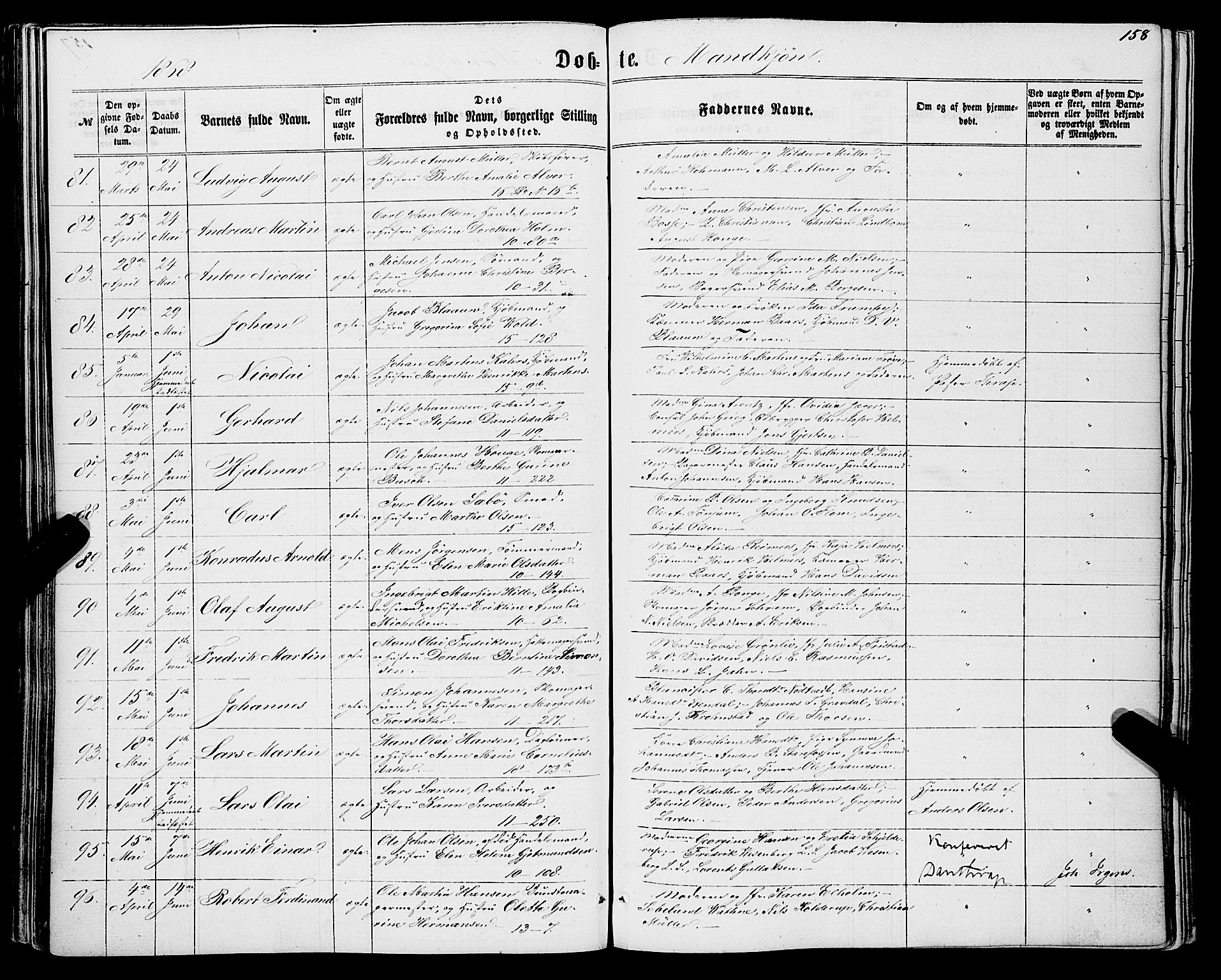 Domkirken sokneprestembete, SAB/A-74801/H/Haa/L0021: Parish register (official) no. B 4, 1859-1871, p. 158