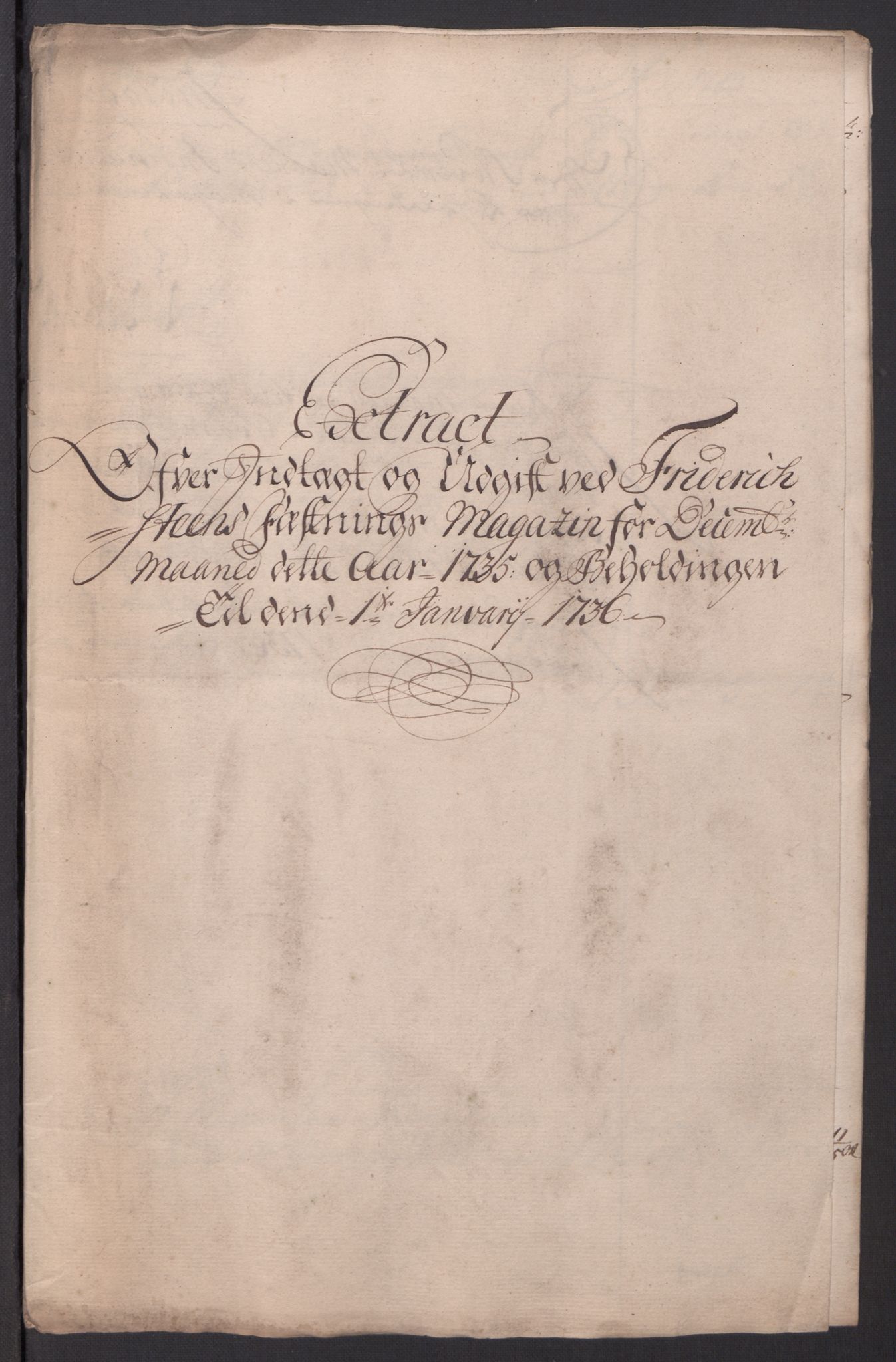 Kommanderende general (KG I) med Det norske krigsdirektorium, RA/EA-5419/D/L0154: Fredriksten festning: Brev, inventarfortegnelser og regnskapsekstrakter, 1730-1739, p. 418