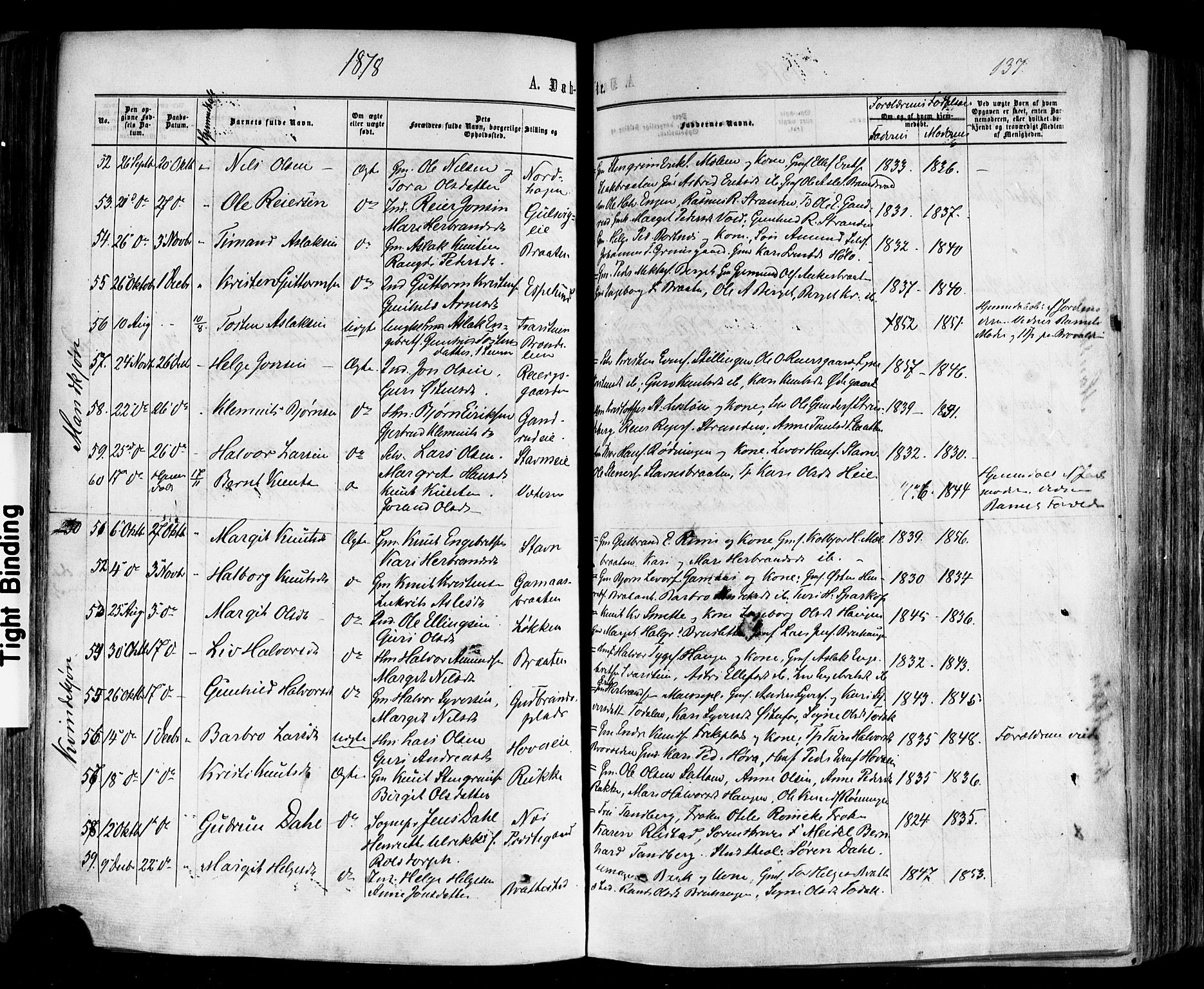 Nes kirkebøker, SAKO/A-236/F/Fa/L0010: Parish register (official) no. 10, 1864-1880, p. 137
