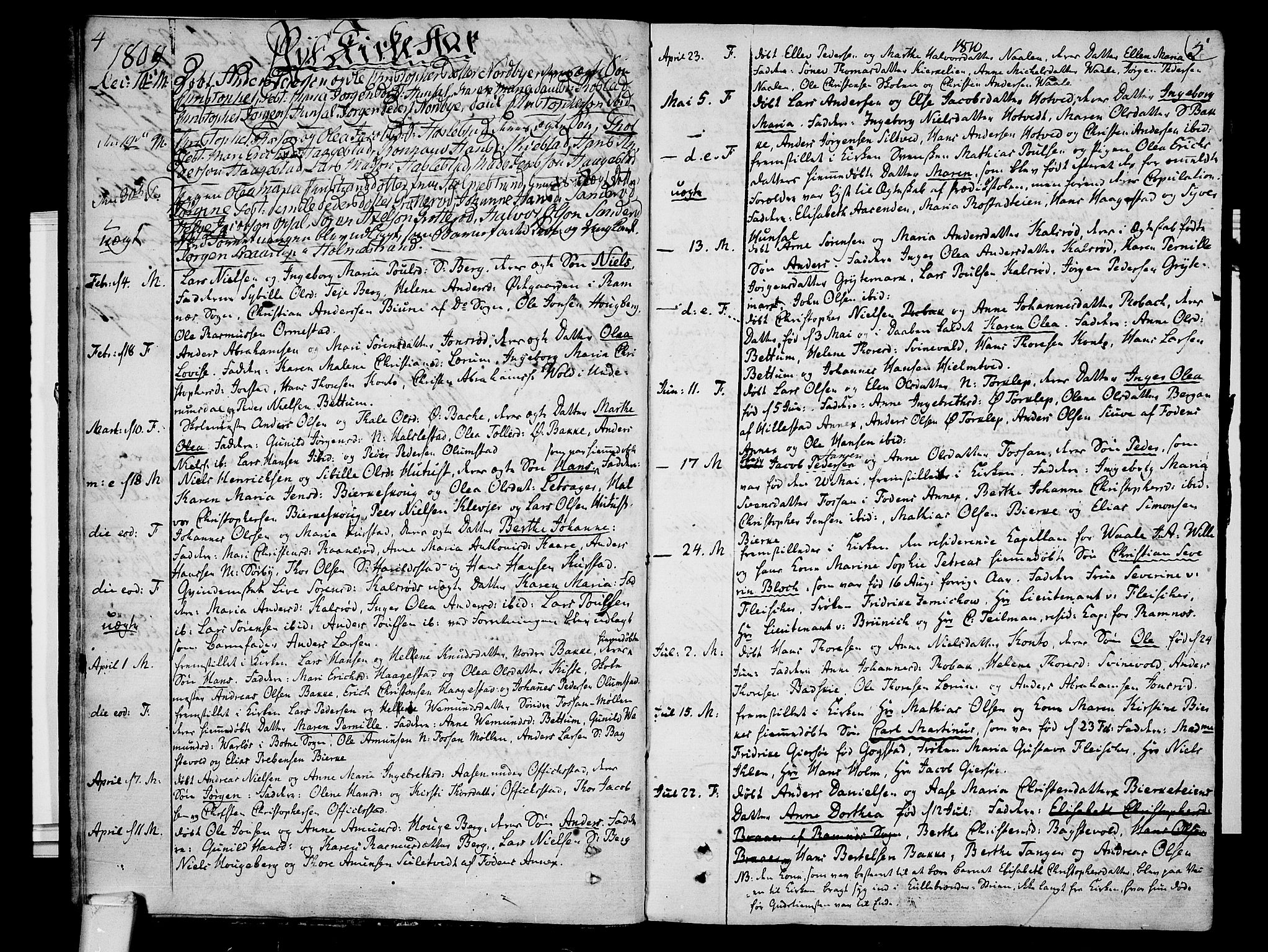 Våle kirkebøker, AV/SAKO-A-334/F/Fa/L0006: Parish register (official) no. I 6, 1808-1814, p. 4-5