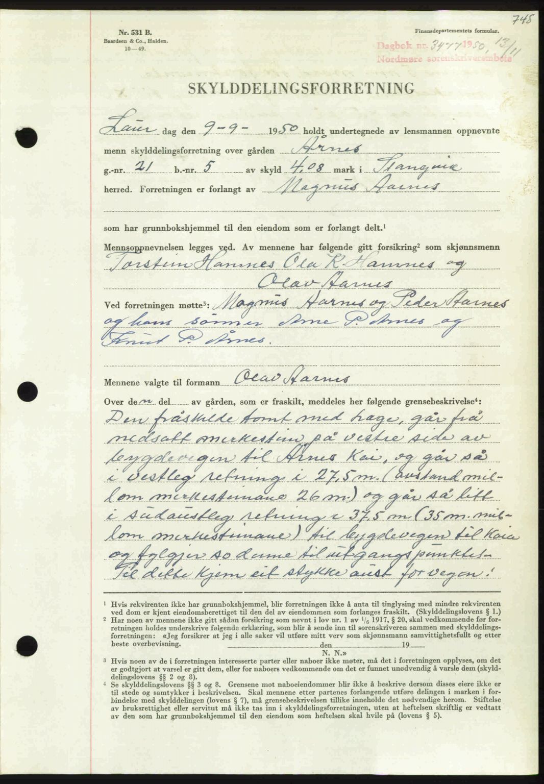 Nordmøre sorenskriveri, AV/SAT-A-4132/1/2/2Ca: Mortgage book no. A116, 1950-1950, Diary no: : 3477/1950