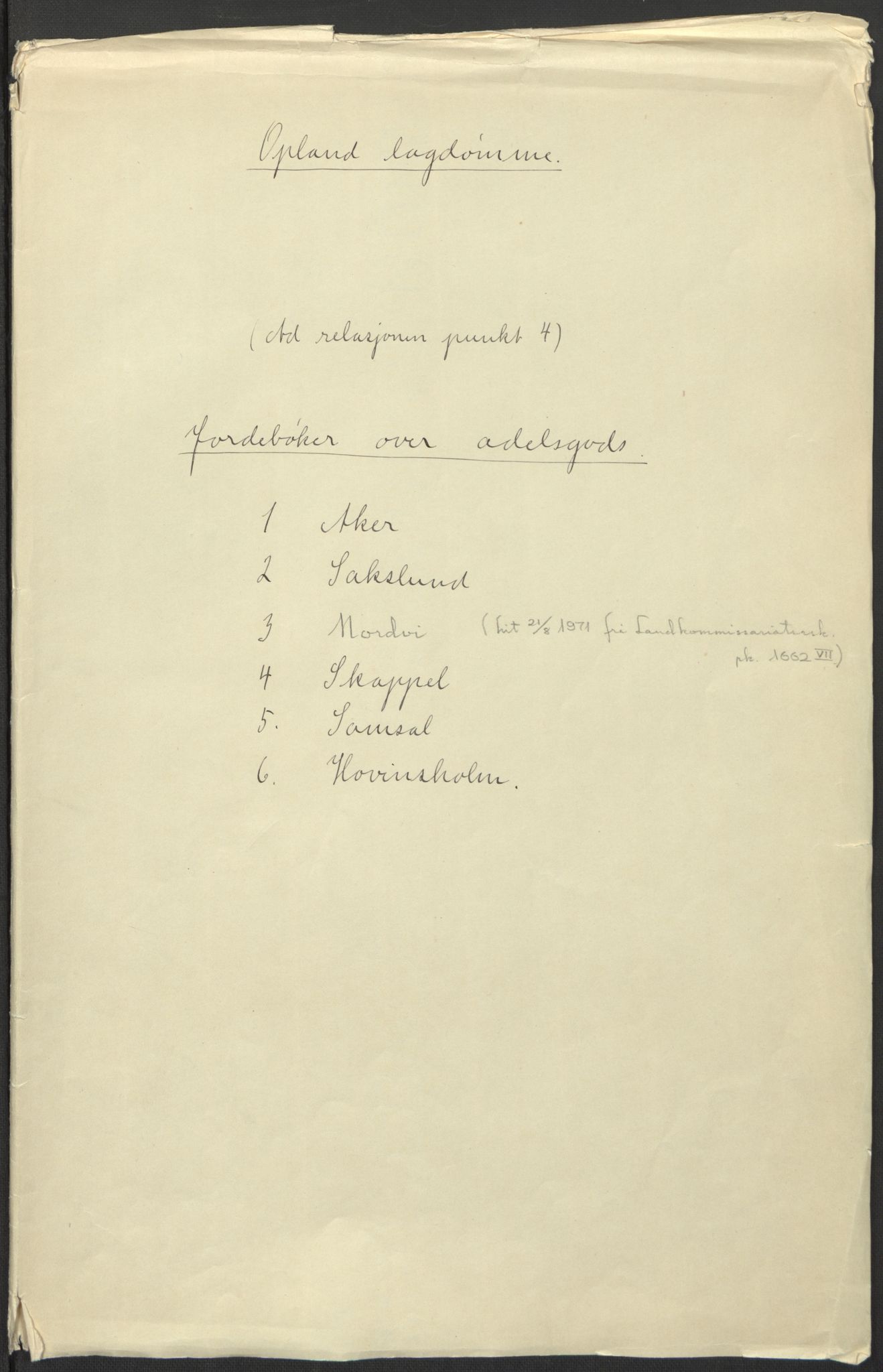 Rentekammeret inntil 1814, Realistisk ordnet avdeling, AV/RA-EA-4070/L/L0010/0006: Oppland lagdømme: / Jordebøker over adelsgods, 1661