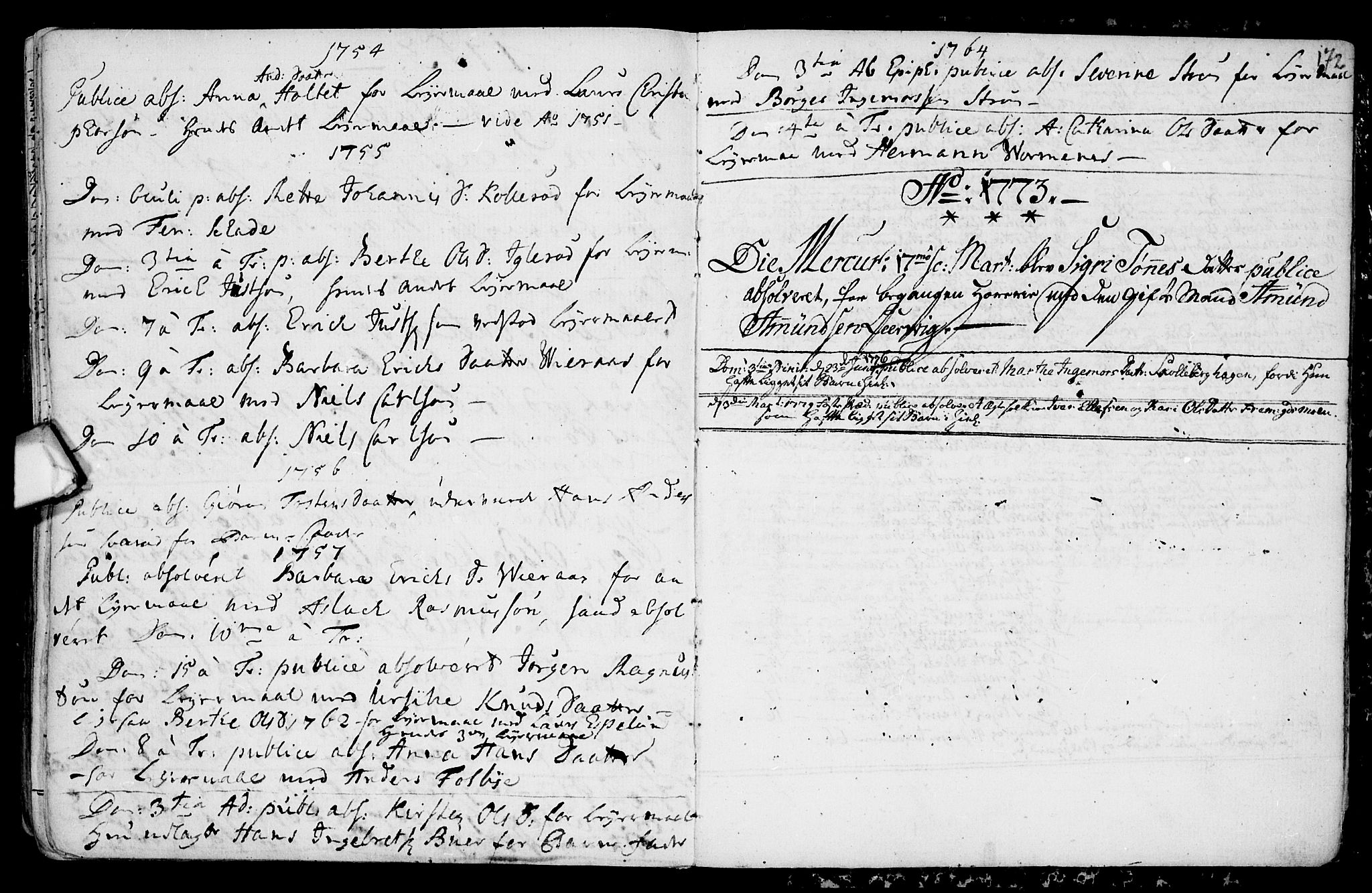 Aremark prestekontor Kirkebøker, SAO/A-10899/F/Fa/L0003: Parish register (official) no. I 3, 1745-1795, p. 172