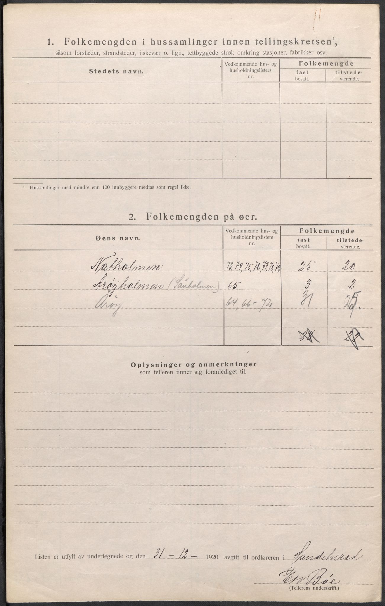 SAKO, 1920 census for Sandeherred, 1920, p. 42