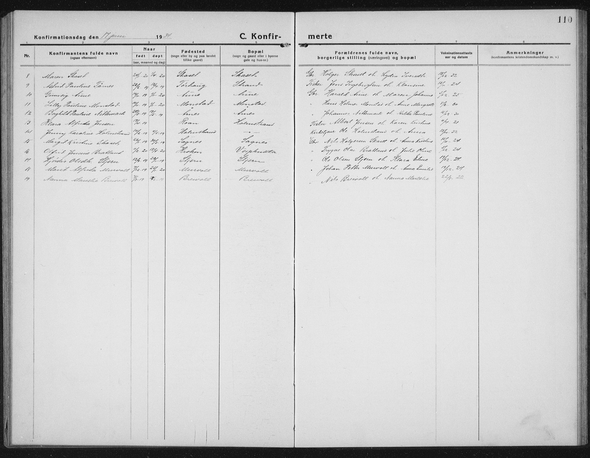 Ministerialprotokoller, klokkerbøker og fødselsregistre - Sør-Trøndelag, SAT/A-1456/655/L0689: Parish register (copy) no. 655C05, 1922-1936, p. 110