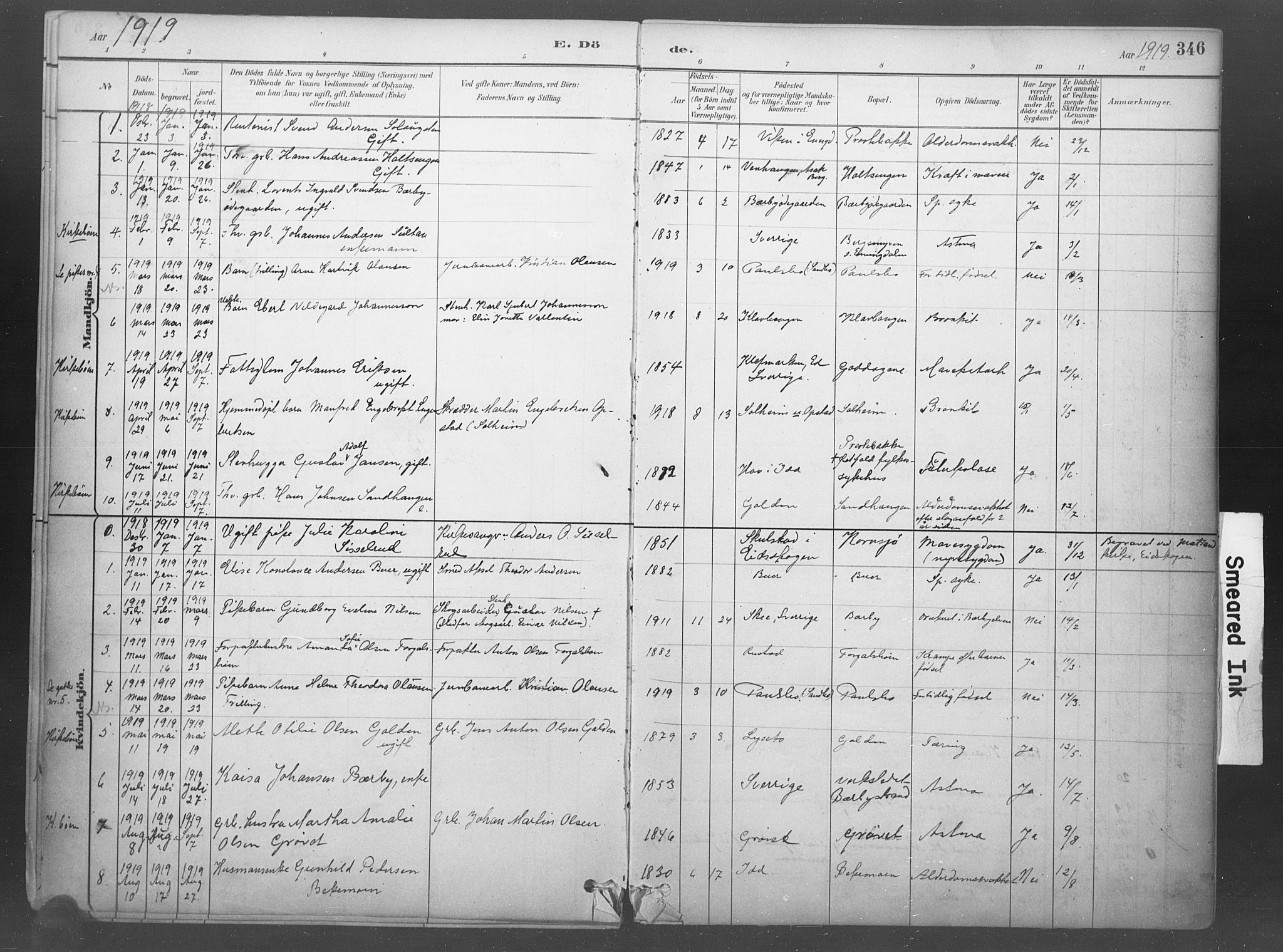 Idd prestekontor Kirkebøker, SAO/A-10911/F/Fb/L0002: Parish register (official) no. II 2, 1882-1923, p. 346