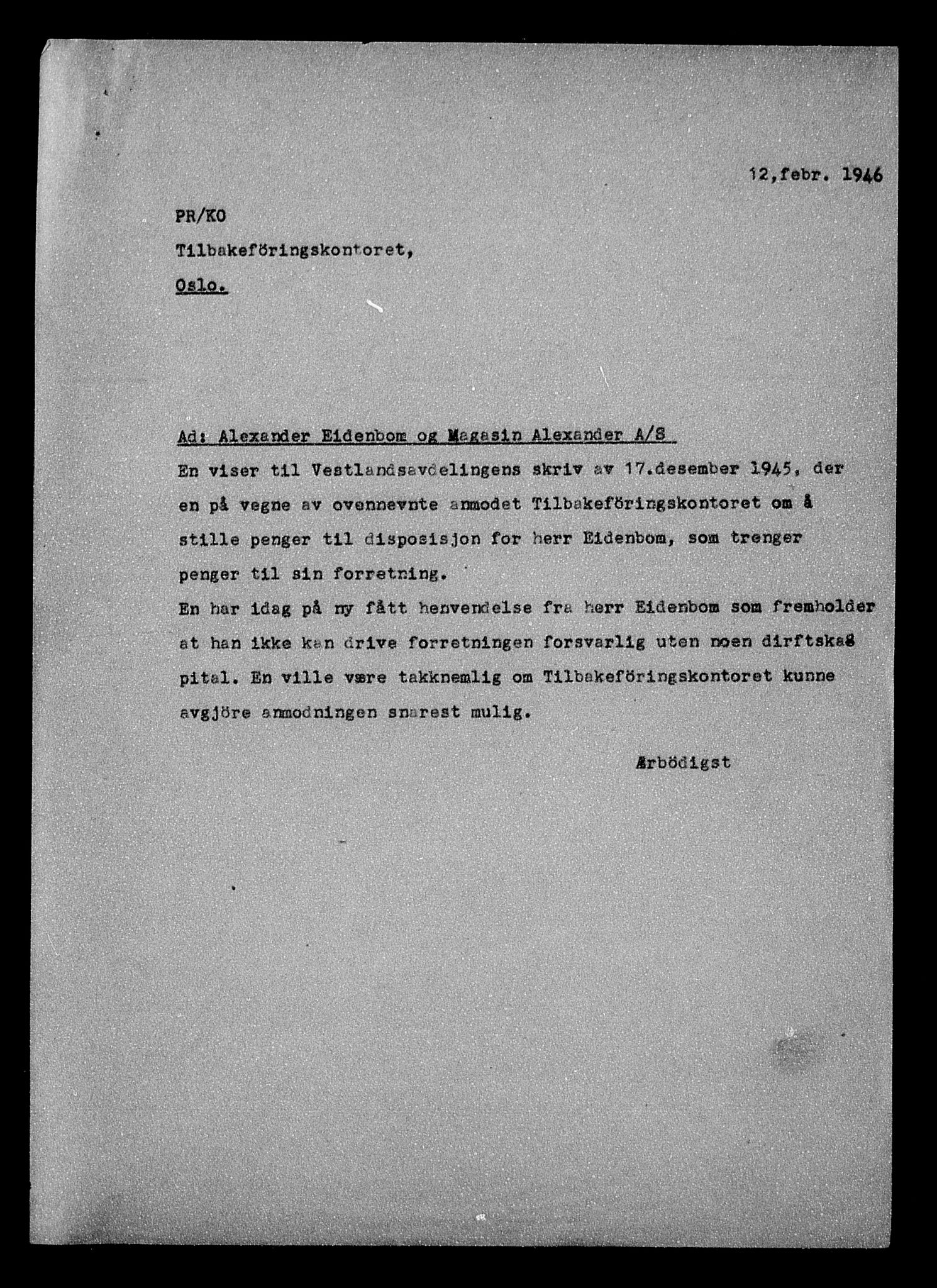 Justisdepartementet, Tilbakeføringskontoret for inndratte formuer, AV/RA-S-1564/H/Hc/Hcd/L0994: --, 1945-1947, p. 26