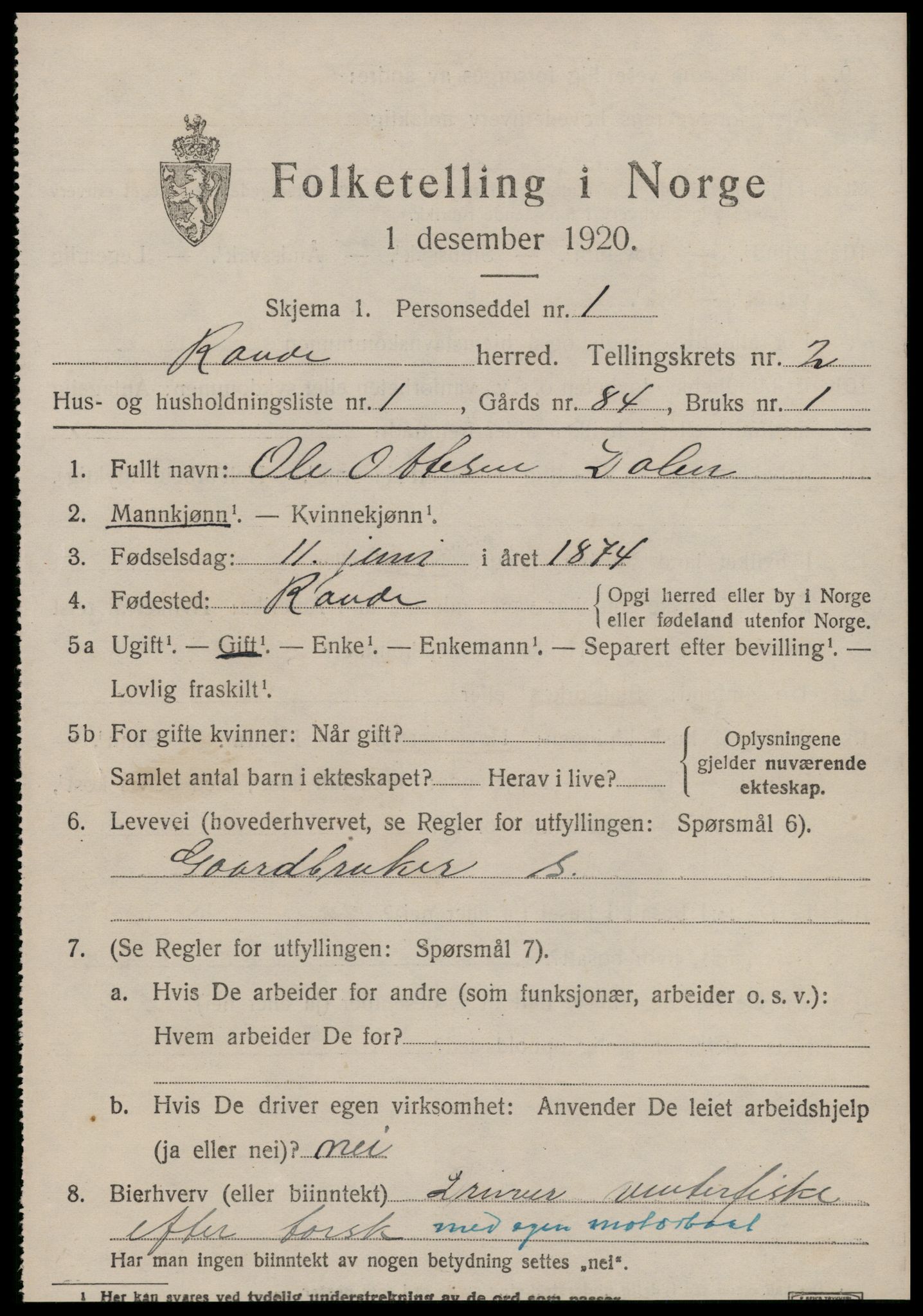 SAT, 1920 census for Rovde, 1920, p. 569