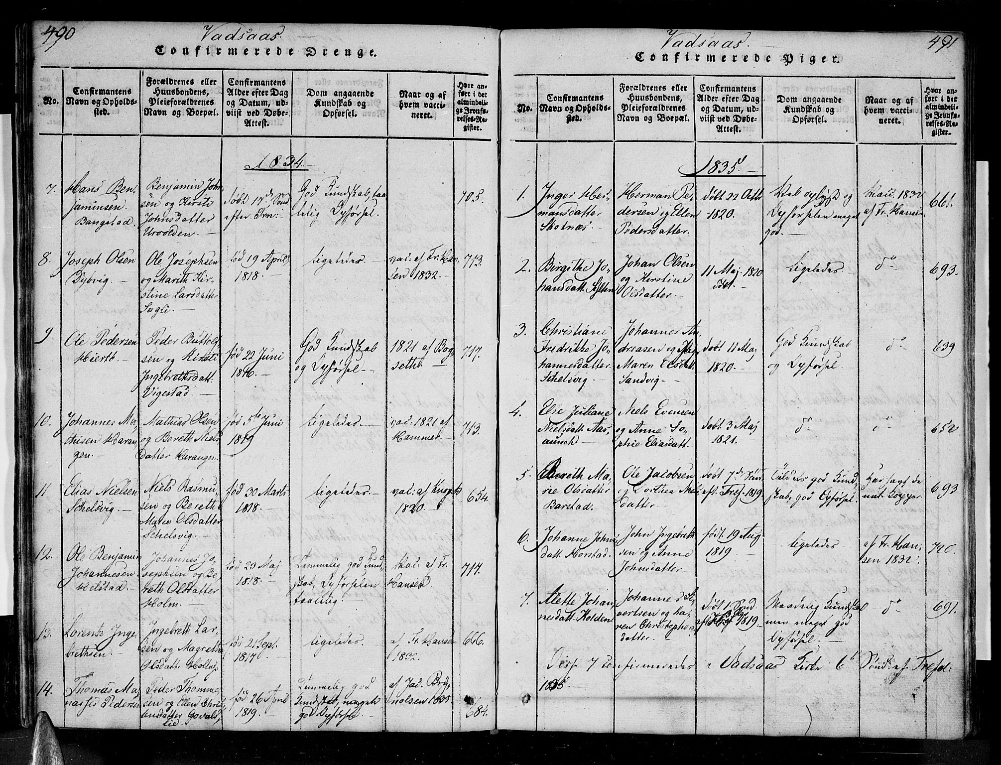 Ministerialprotokoller, klokkerbøker og fødselsregistre - Nordland, AV/SAT-A-1459/810/L0142: Parish register (official) no. 810A06 /1, 1819-1841, p. 490-491