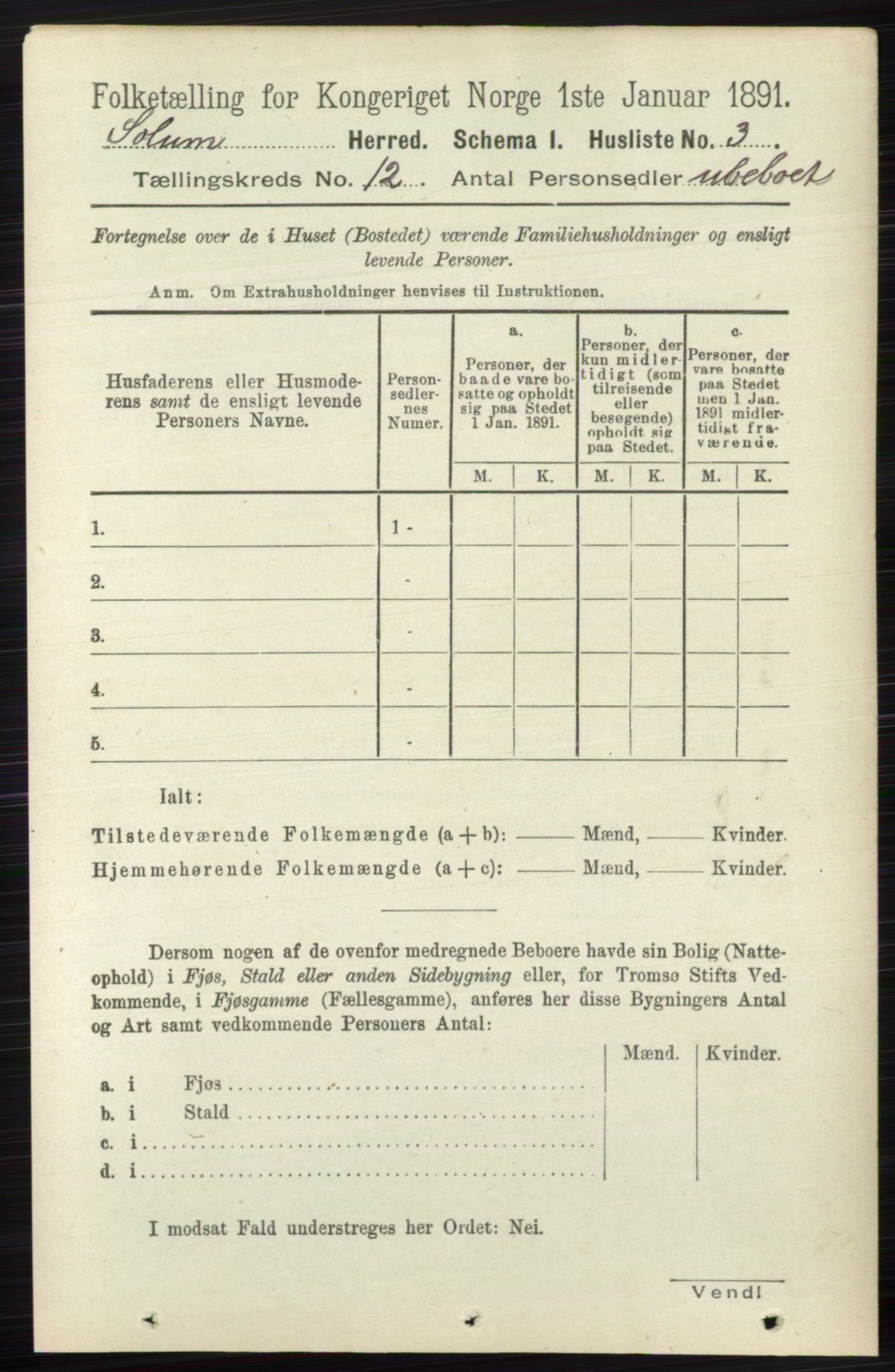 RA, 1891 census for 0818 Solum, 1891, p. 5545