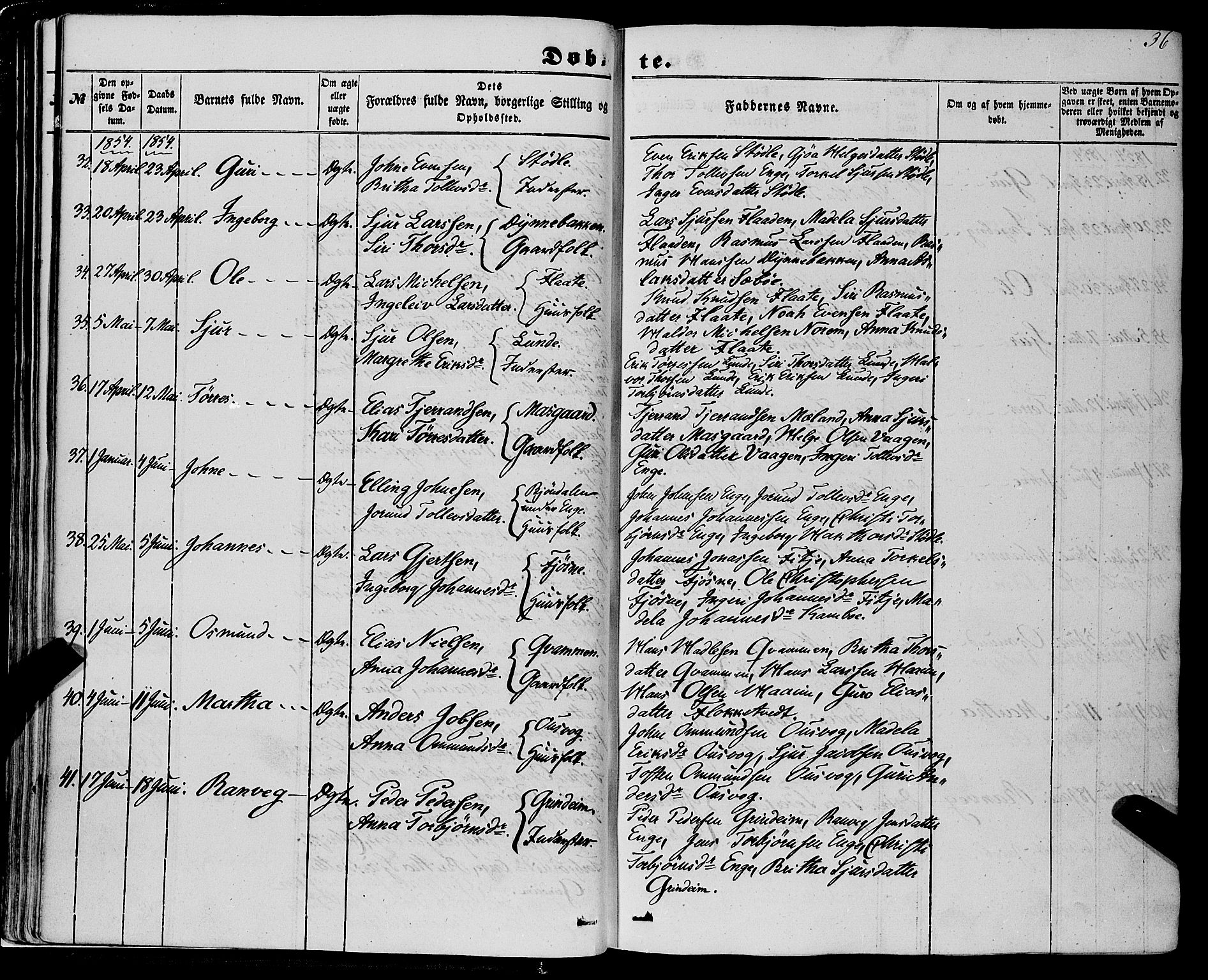 Etne sokneprestembete, SAB/A-75001/H/Haa: Parish register (official) no. A 8, 1848-1862, p. 36