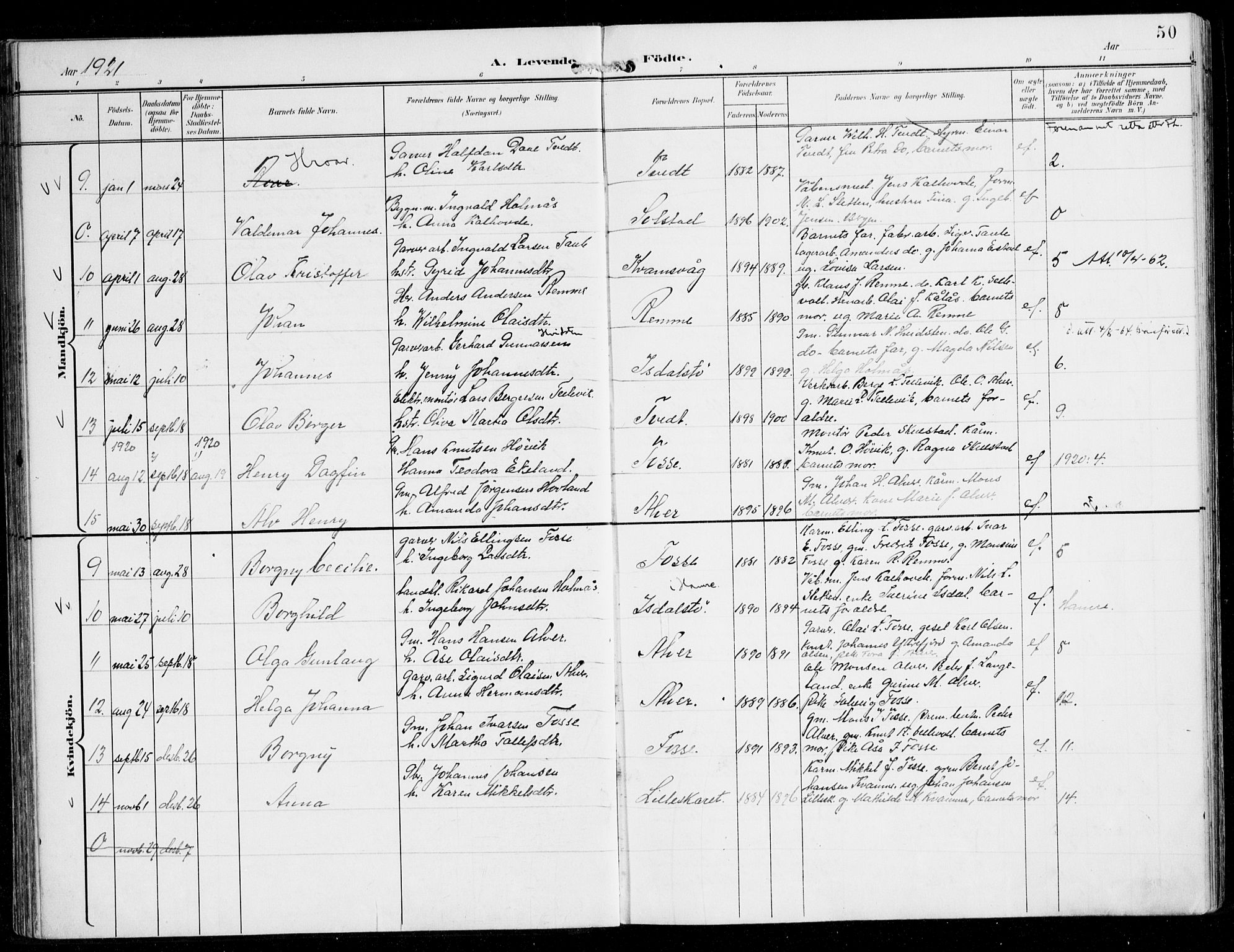 Alversund Sokneprestembete, AV/SAB-A-73901/H/Ha/Haa/Haaa/L0003: Parish register (official) no. A 3, 1897-1926, p. 50