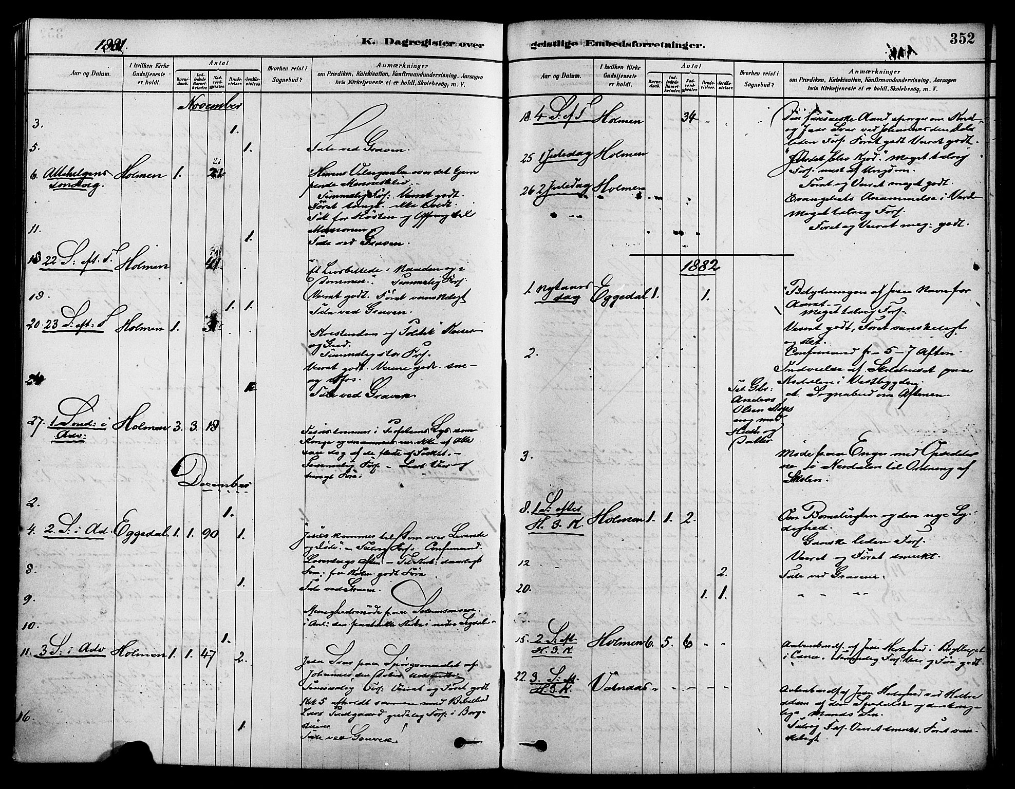 Sigdal kirkebøker, AV/SAKO-A-245/F/Fa/L0011: Parish register (official) no. I 11, 1879-1887, p. 352