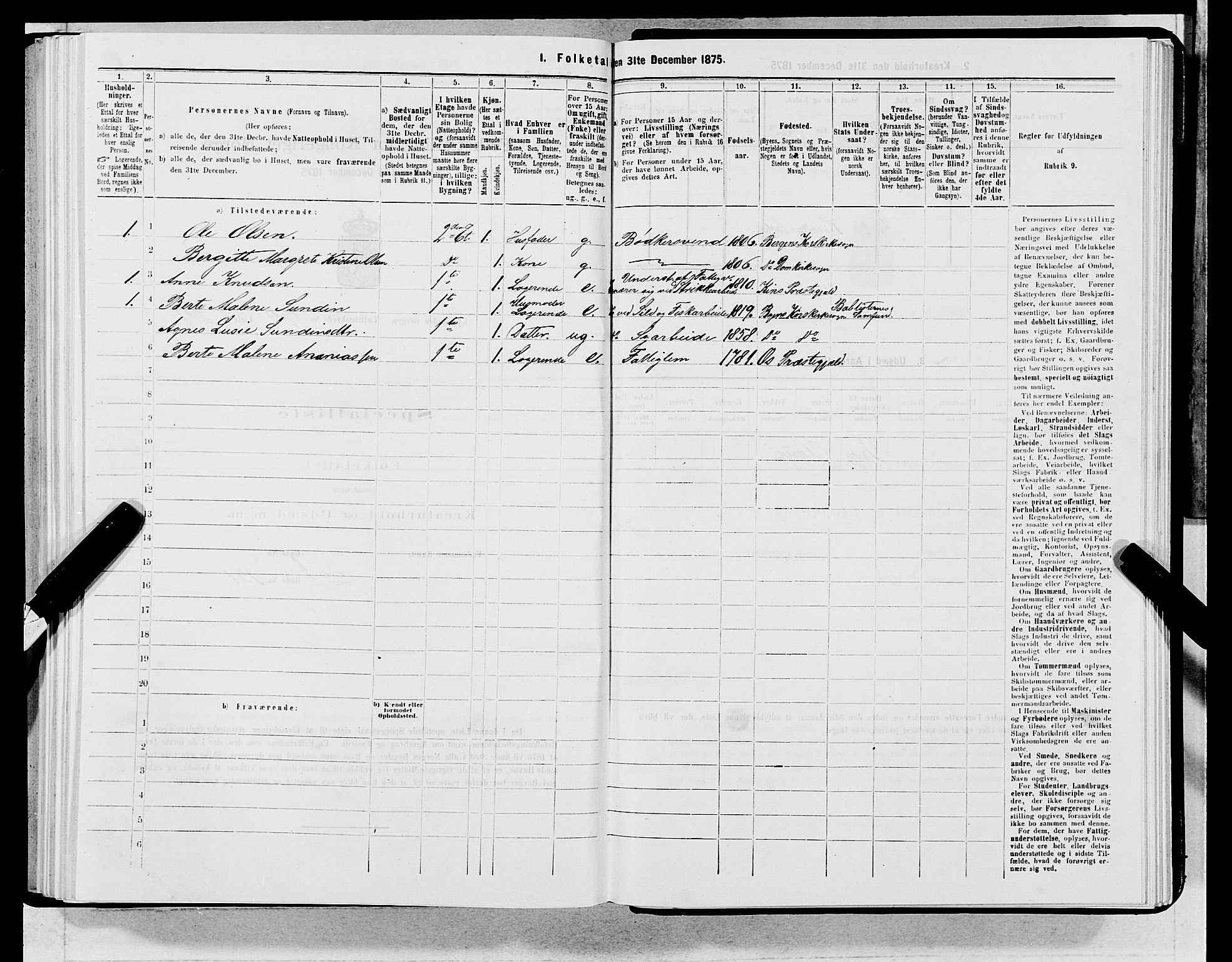 SAB, 1875 census for 1301 Bergen, 1875, p. 5101