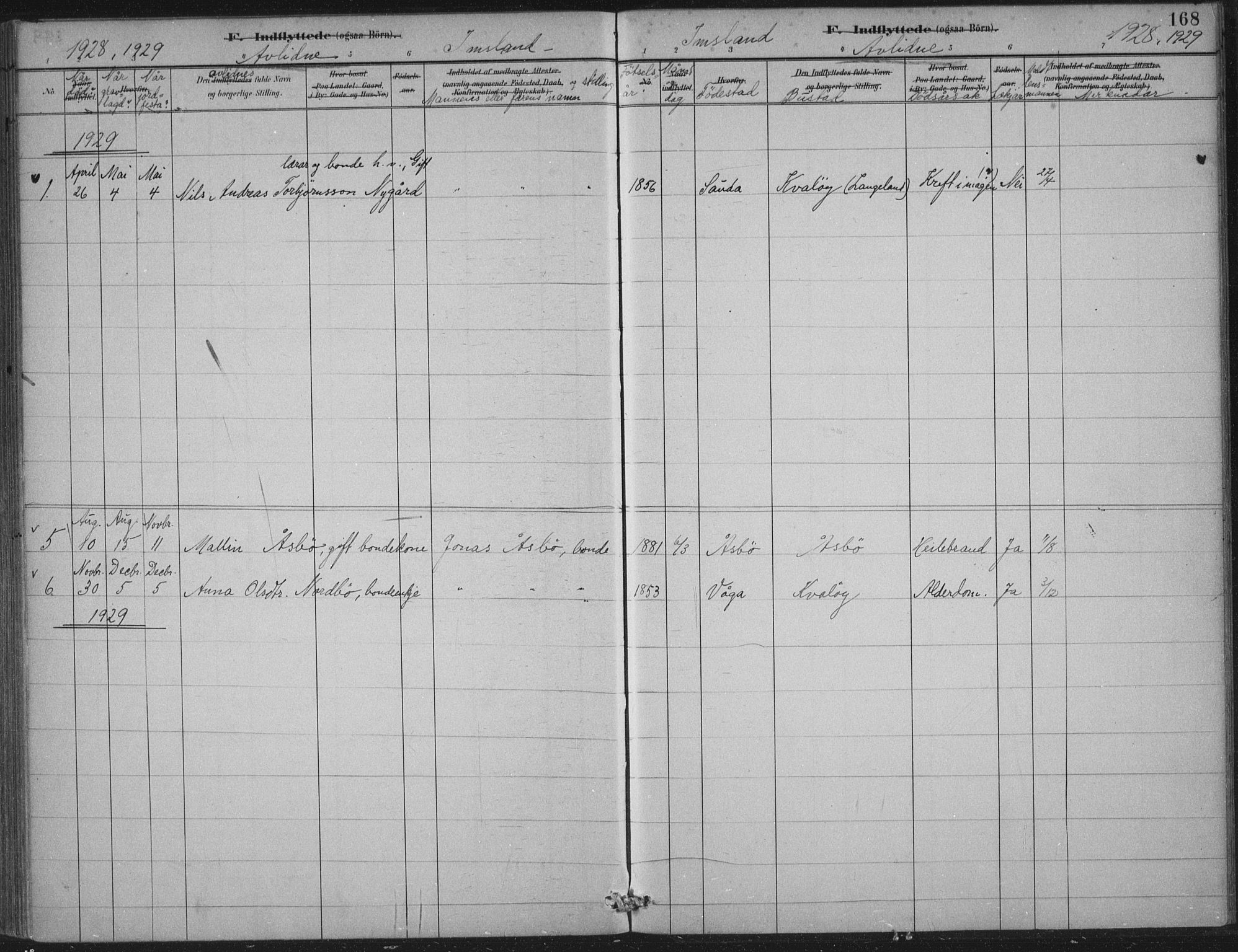 Vikedal sokneprestkontor, AV/SAST-A-101840/01/IV: Parish register (official) no. A 12, 1886-1929, p. 168