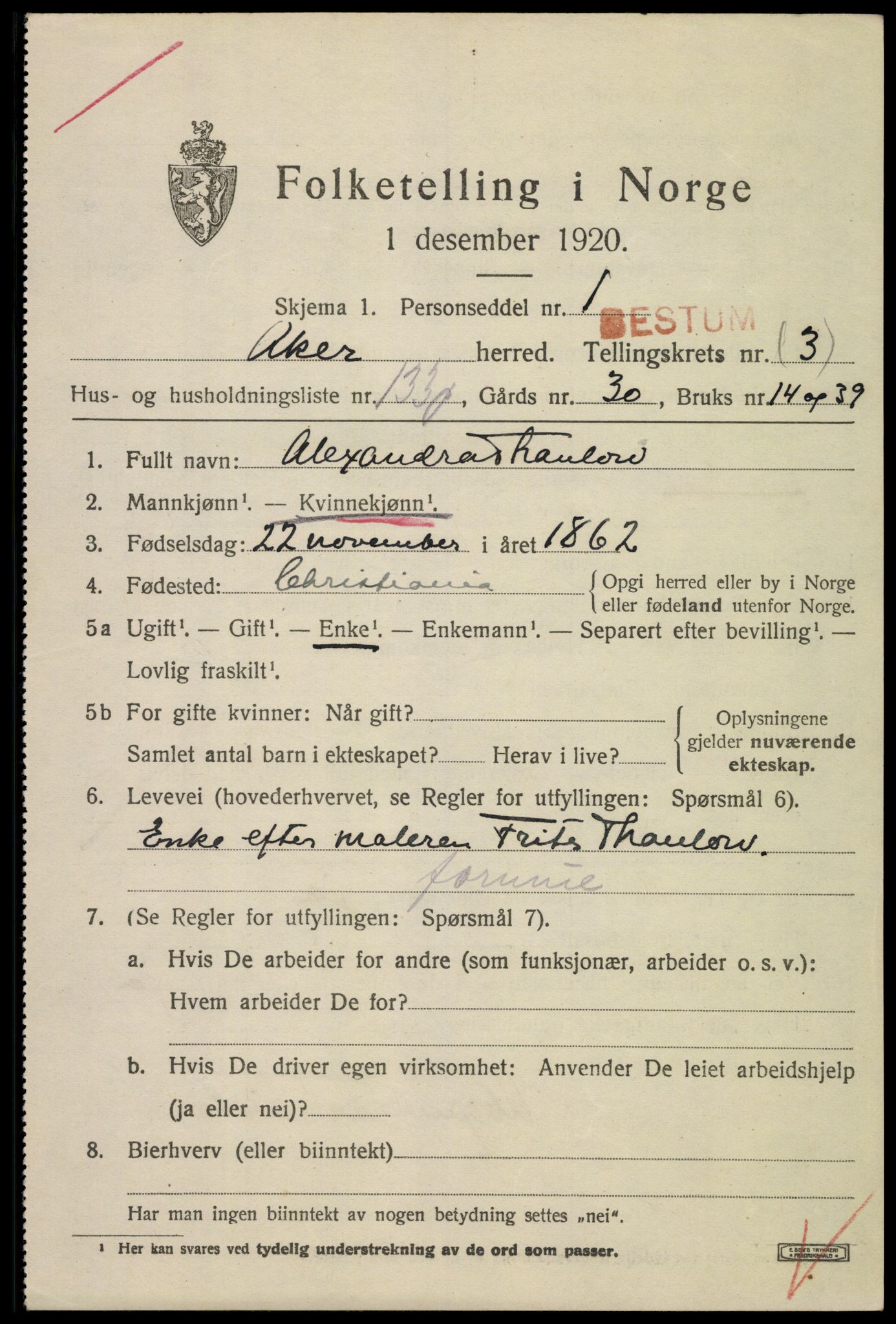 SAO, 1920 census for Aker, 1920, p. 26630